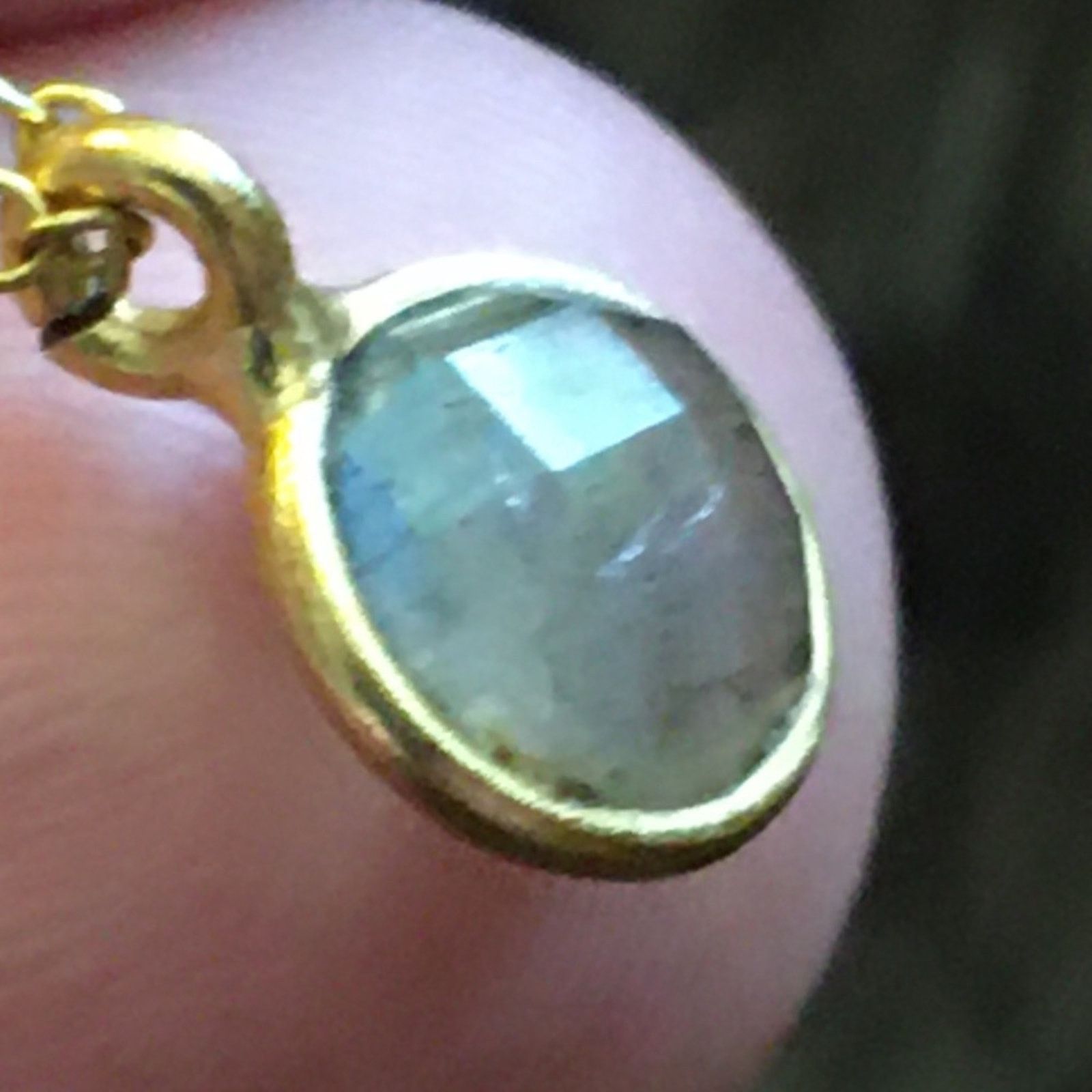 Vintage Vtg blue zircon gold plated 925 vermeil necklace Size ONE SIZE - 8 Thumbnail
