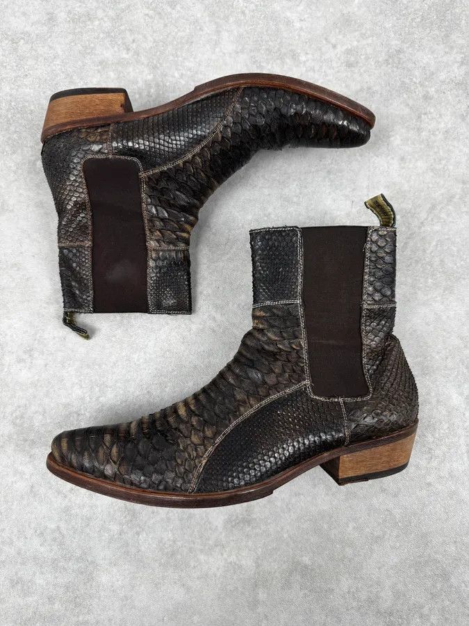 Roberto Cavalli 2000s Roberto Cavalli Brown Python Cowboy Boots Size US 11 / EU 44 - 3 Thumbnail