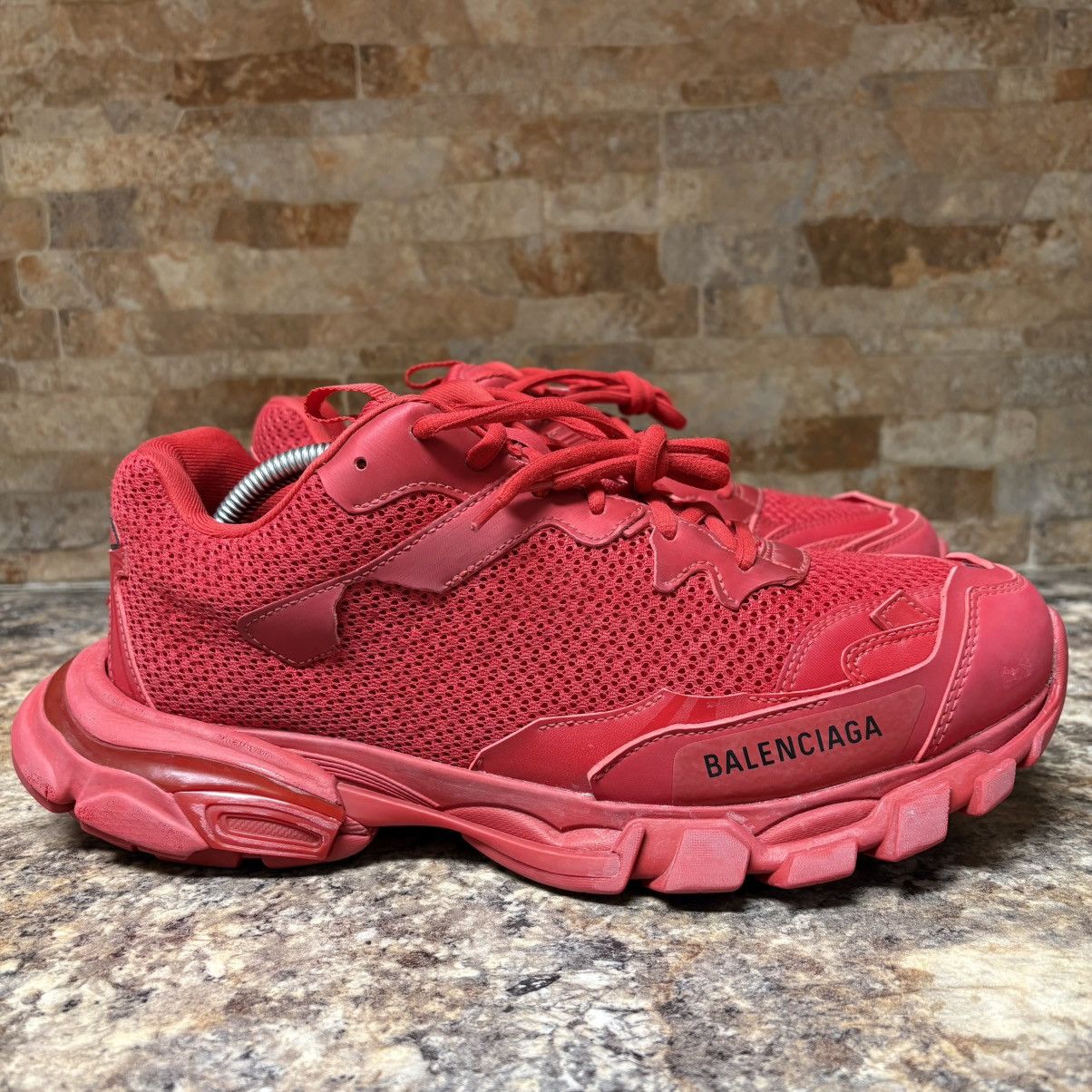 Balenciaga Balenciaga Track 3 Distressed Sneaker Red Size US 10 / EU 43 - 2 Thumbnail