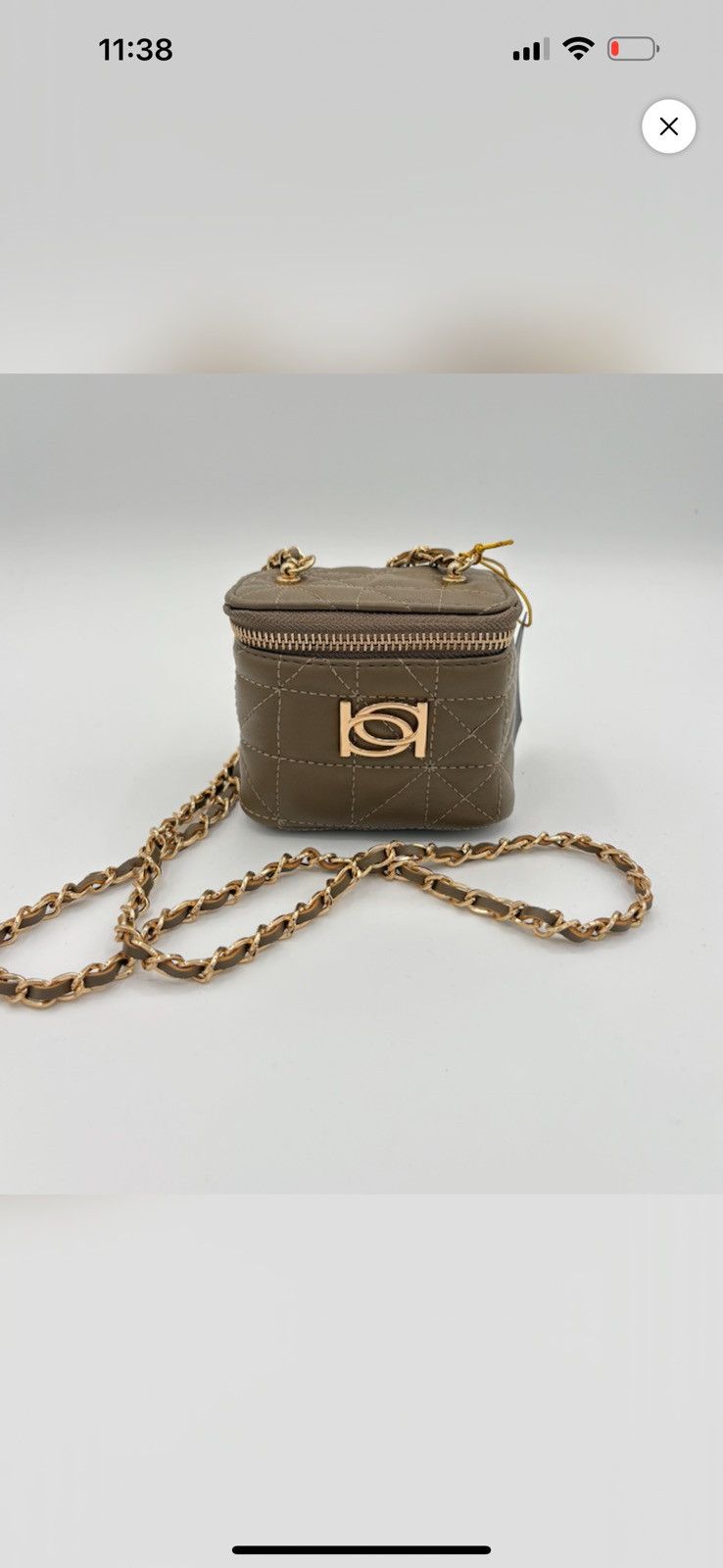 Bebe Bebe Kamala Mini SQ Light Olive Quilted Crossbody w/ Chain Size ONE SIZE - 3 Thumbnail