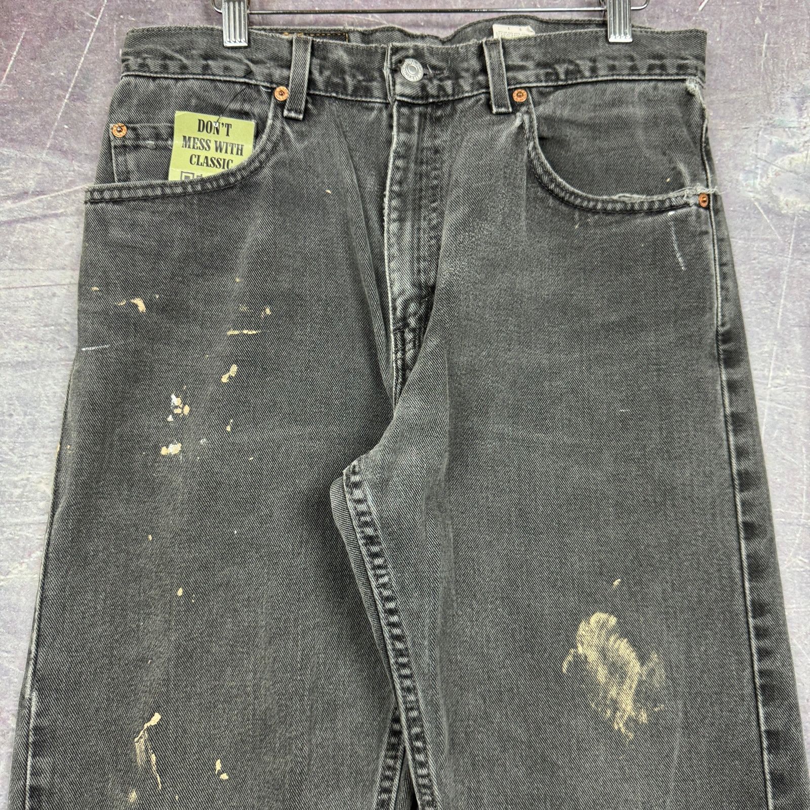 Levi's × Vintage 90s Faded Black Painter Levi's 505 Denim Jeans 32x29 0758 Size US 32 / EU 48 - 3 Thumbnail