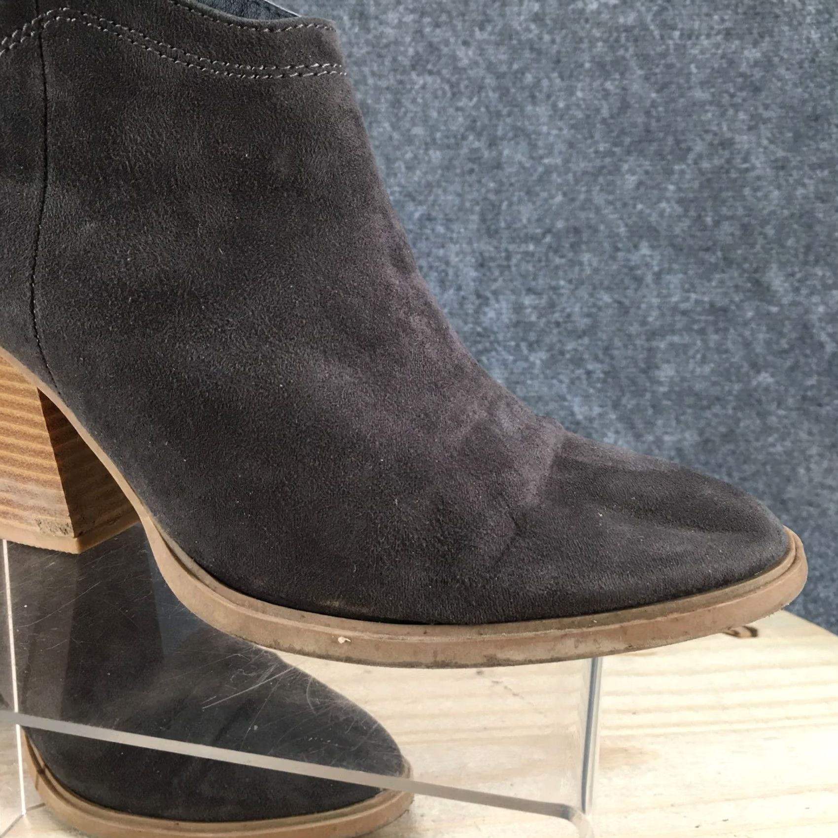 Dolce Vita DV Dolce Vita Boots Womens 8.5 Casual Slip On Low Ankle Bootie Grey Fabric Heels - Boot Womens 8.5 Gray Fabric Slip On Ankle Heel Shoes DV Dolce Vita Size US 9 / IT 39 - 5 Thumbnail