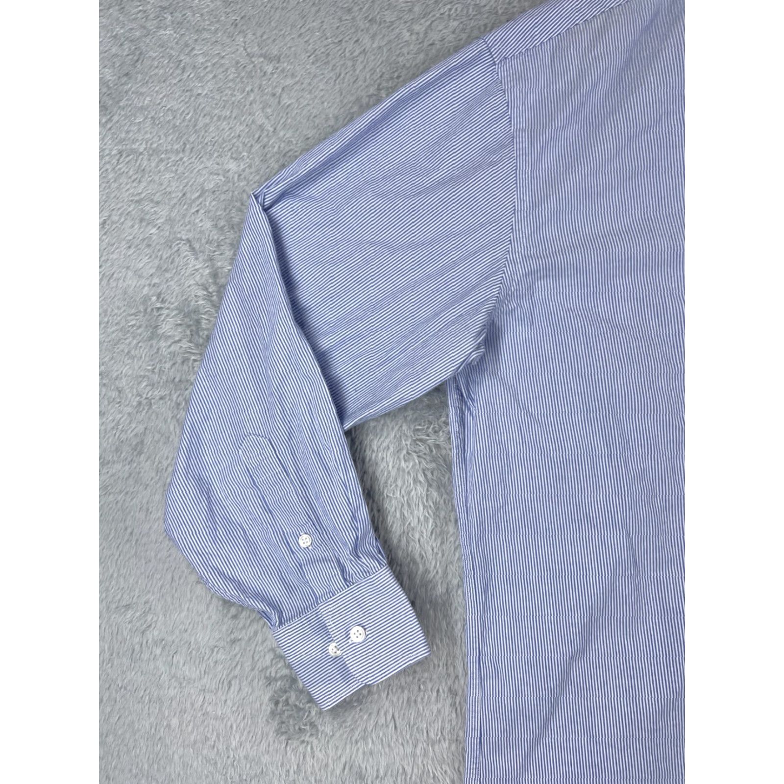 Tommy Hilfiger Tommy Hilfiger Shirt Men XL Blue Stripe Button-Up Long Sleeve with Pocket - 44 Chest, Cotton, Relaxed Fit Size US XL / EU 56 / 4 - 3 Thumbnail