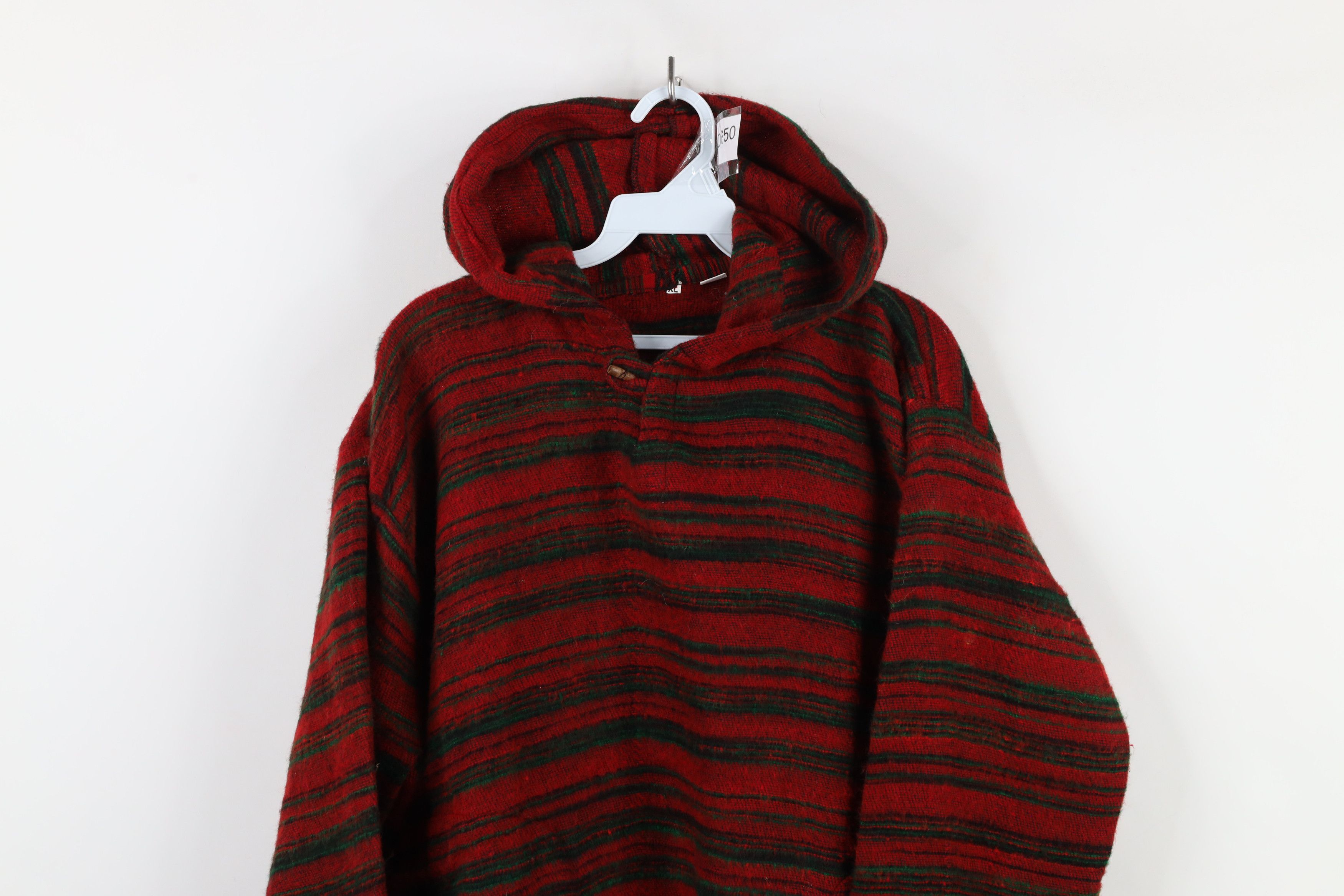 Vintage Vintage 90s Y2K Streetwear Striped Fringed Oversized Hoodie Size XL / US 12-14 / IT 48-50 - 2 Thumbnail