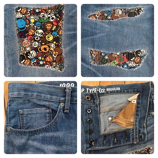 Bape BAPE MILO Animal Safari DAMAGED DENIM PANTS APE ★size M Size US 32 / EU 48 - 4 Thumbnail