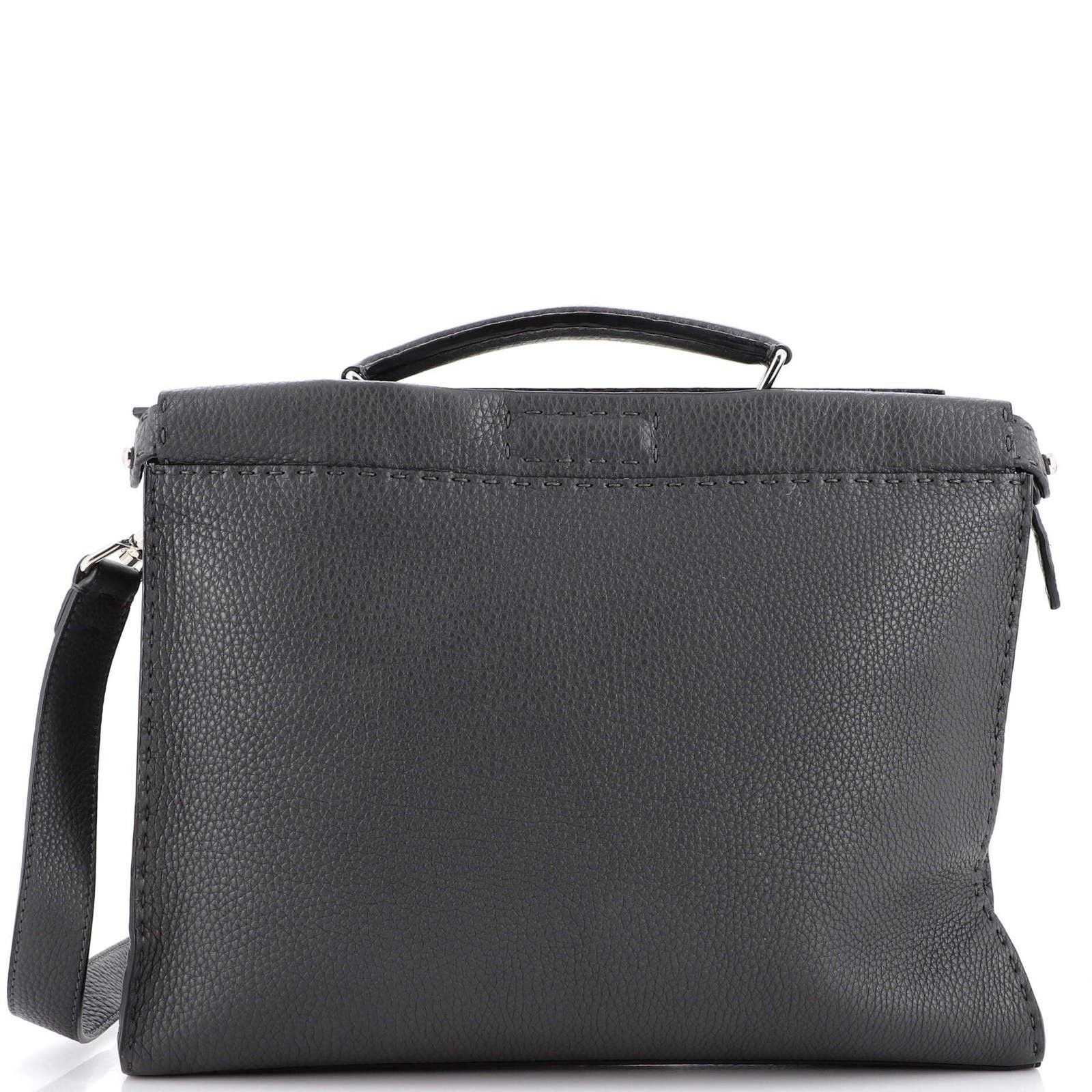image of Fendi Monster Selleria Peekaboo Fit Bag Leather Regular in Grey, Women's