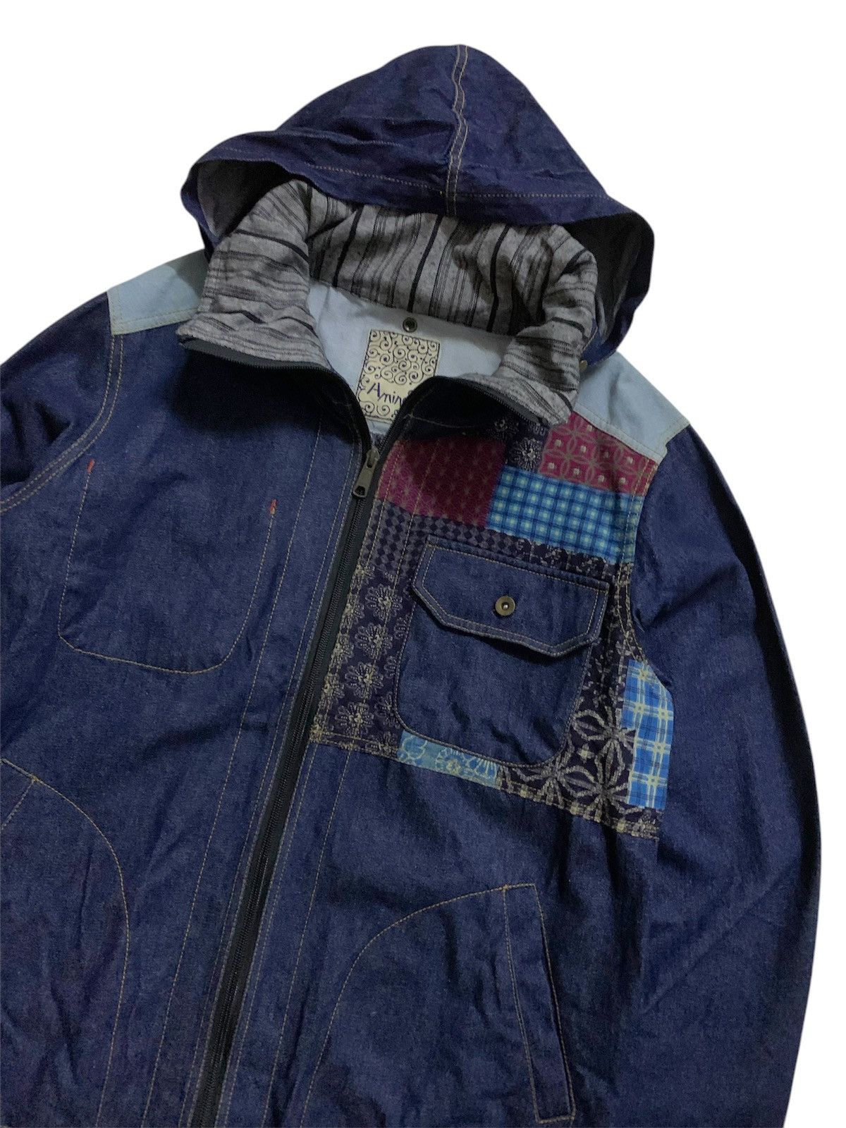 Hysteric Glamour × Issey Miyake 💥Vtg Japanese Amina Patchwork Hoodie Jacket Size US M / EU 48-50 / 2 - 2 Thumbnail