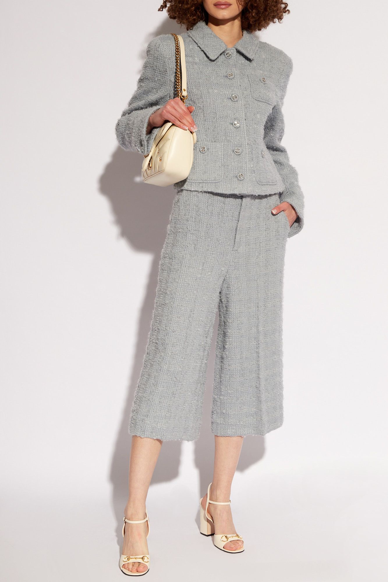 Gucci o1la5ras0526 Wool Tweed Trouser in Light Blue Size 26" / US 2 / IT 38 - 2 Thumbnail