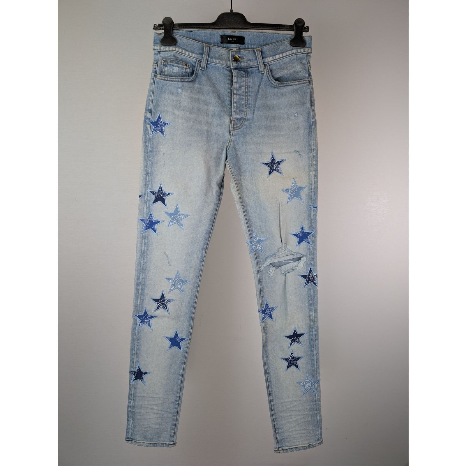 Amiri o1rshd1 Bandana Star Jean Denim Pants Jeans in Light Indigo Size US 30 / EU 46 - 1 Thumbnail