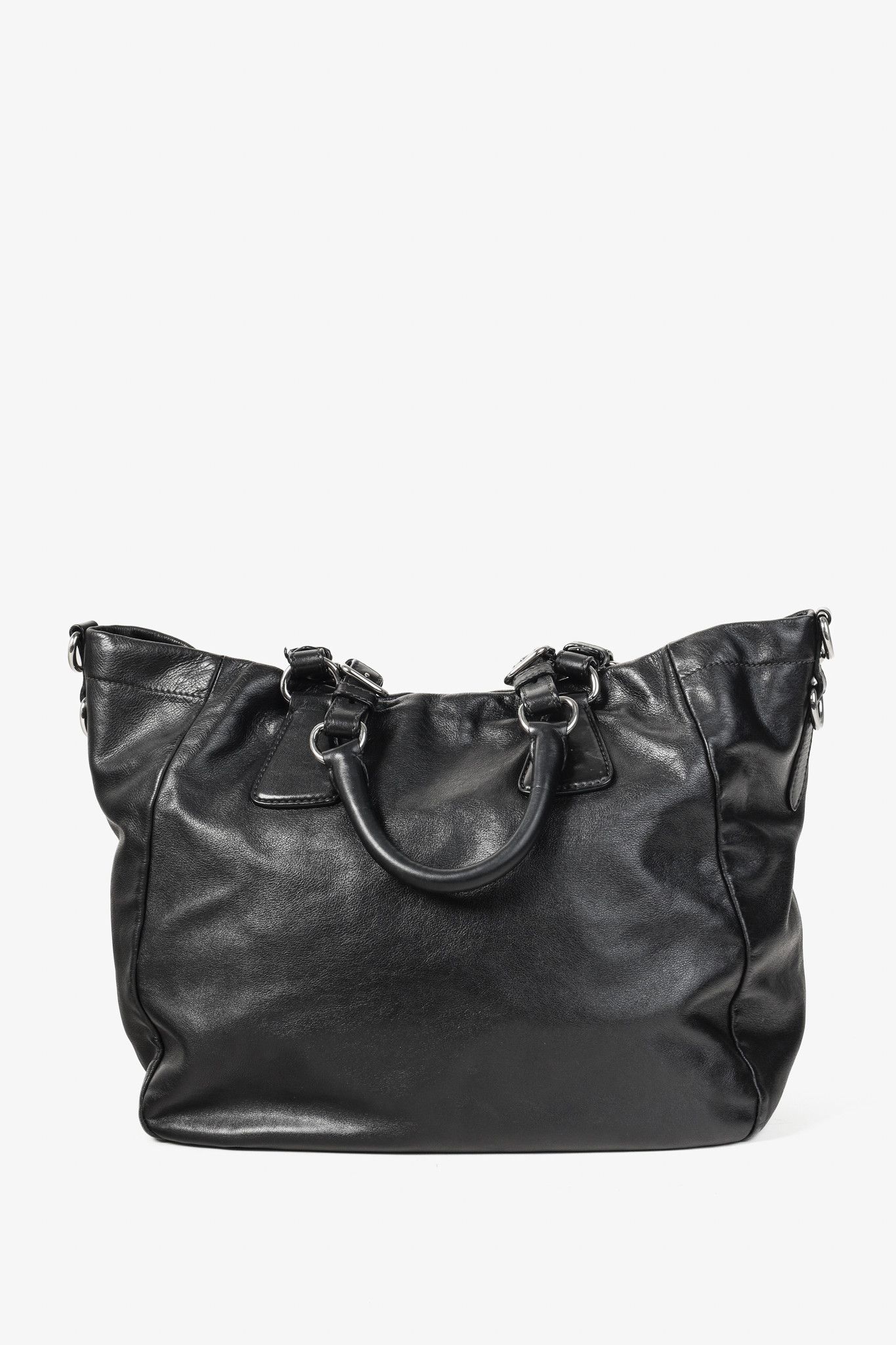 Prada Prada Medium Nero Soft Calf Leather Tote Bag Size ONE SIZE - 4 Thumbnail