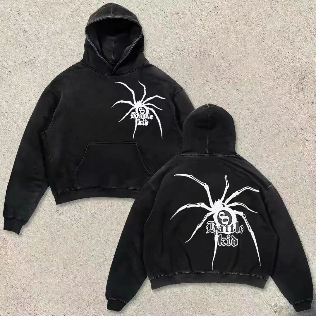Japanese Brand × Vintage Retro Street Hip Hop Spider Print Hooded Sweatshirt Size US L / EU 52-54 / 3 - 2 Thumbnail