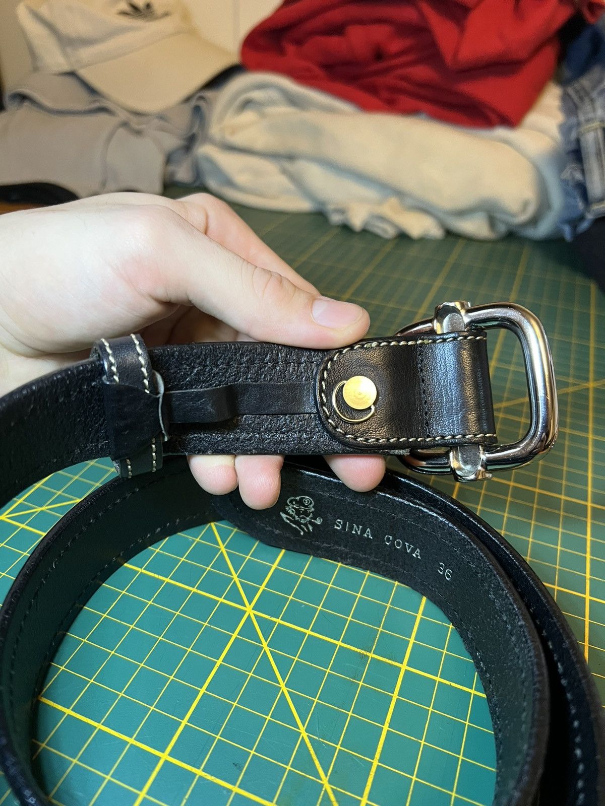 Vintage Vintage Sina Cova thick fully adjustable leather strap belt Size ONE SIZE - 5 Thumbnail