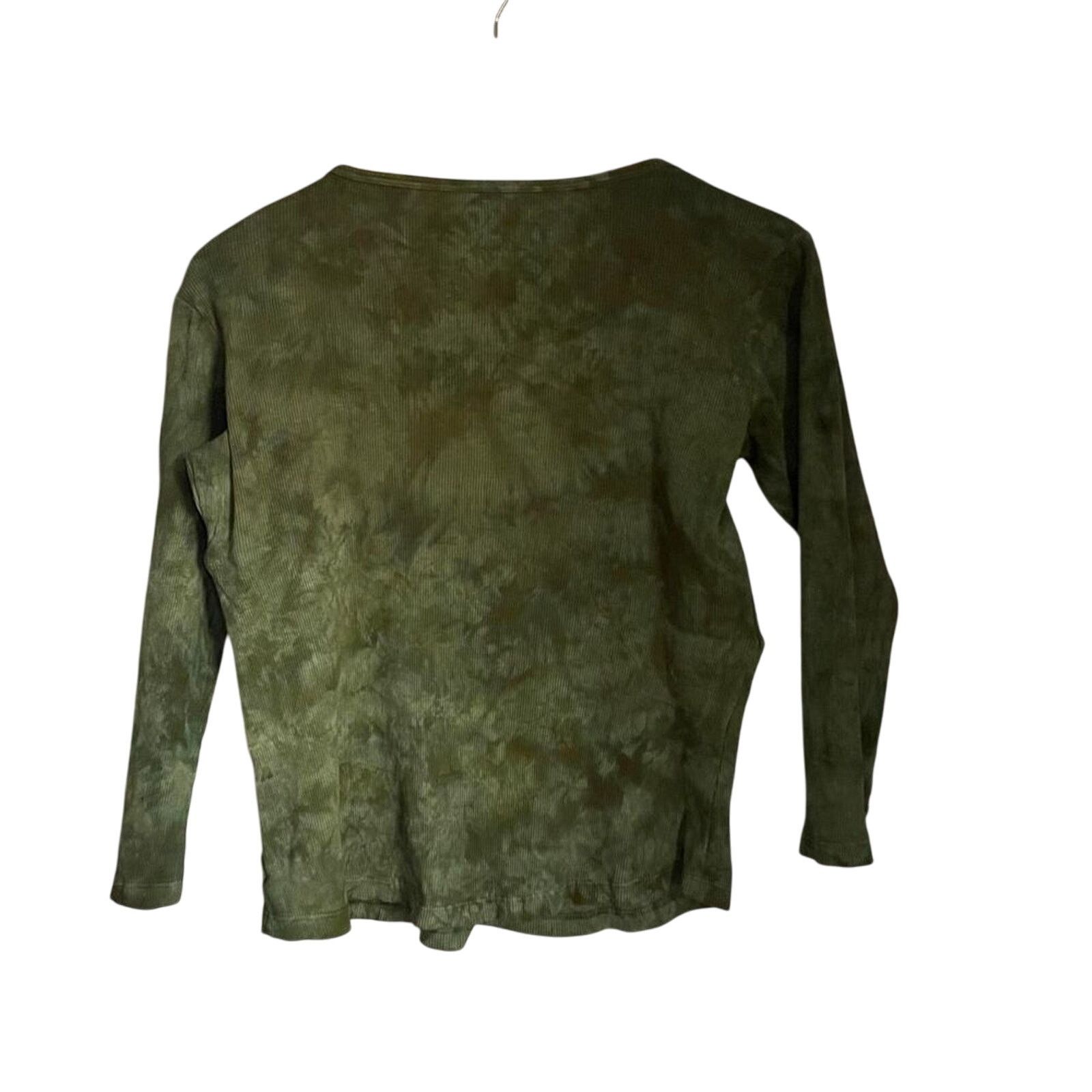 Other Y2K Women's Green Tie Dye Bedazzled 3/4 Sleeve Shirt sz XS Size XS / US 0-2 / IT 36-38 - 2 Thumbnail