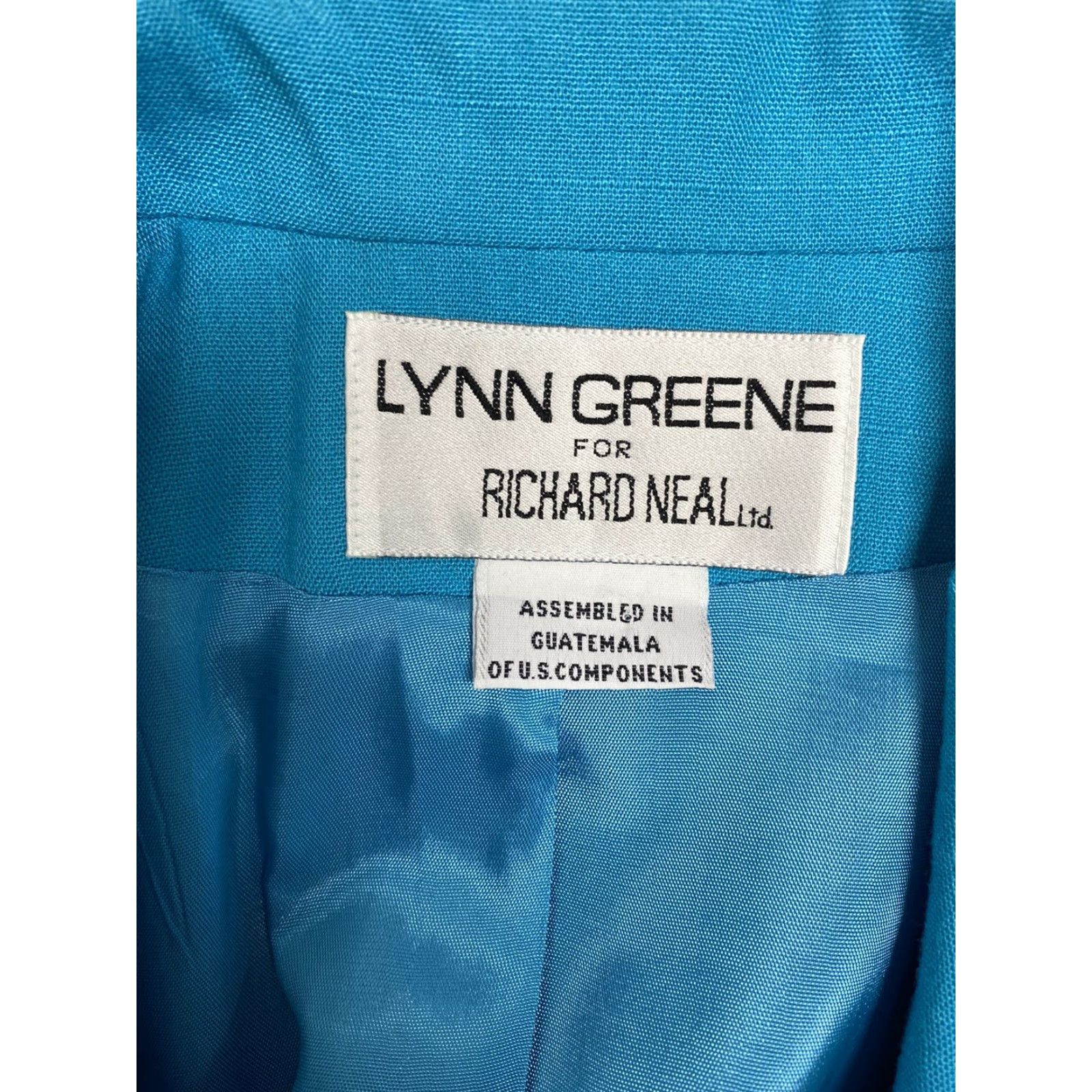 Vintage VTG Lynn Greene Blazer Women’s 10 Notch Lapel Single Button Jacket Solid Blue Mid-Length Lined Polyester Rayon Size L / US 10 / IT 46 - 5 Thumbnail