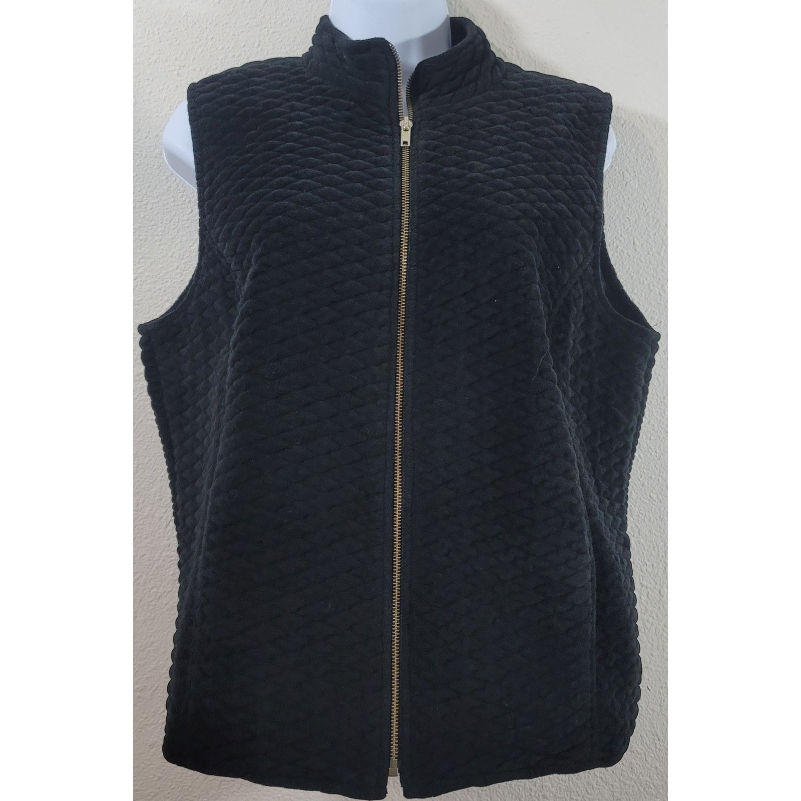 Other David Brooks Black Quilted Velvet Full Zip Vest large Lined Size L / US 10 / IT 46 - 1 Thumbnail
