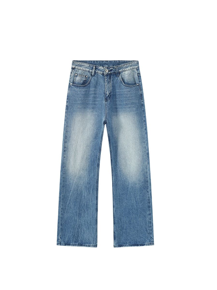 Japanese Brand Men's clean fit straight leg washed loose jeans Size US 32 / EU 48 - 5 Thumbnail