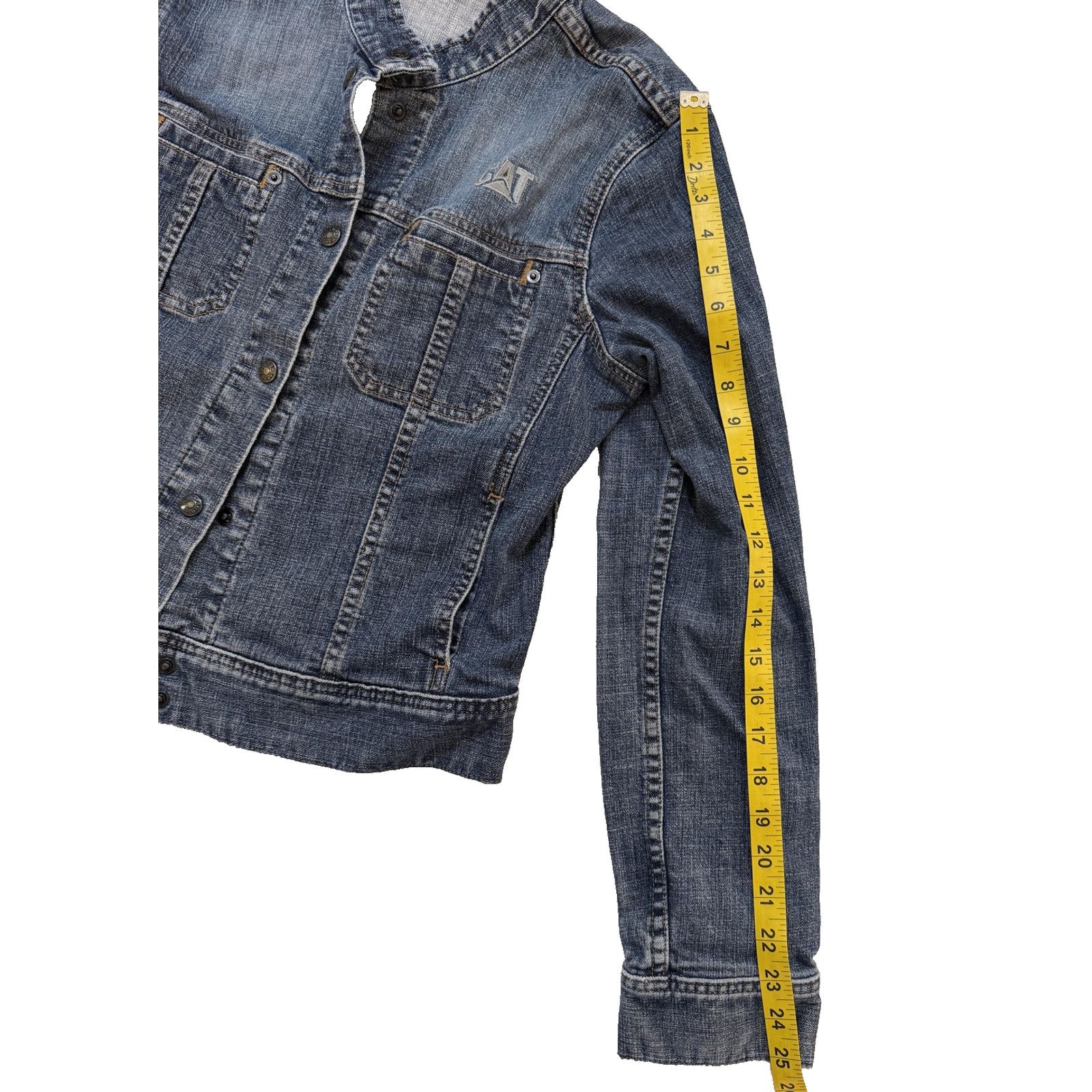 Caterpillar Vintage CAT Denim Jacket Womens XL Snap Front Workwear Y2K Size XL / US 12-14 / IT 48-50 - 9 Thumbnail