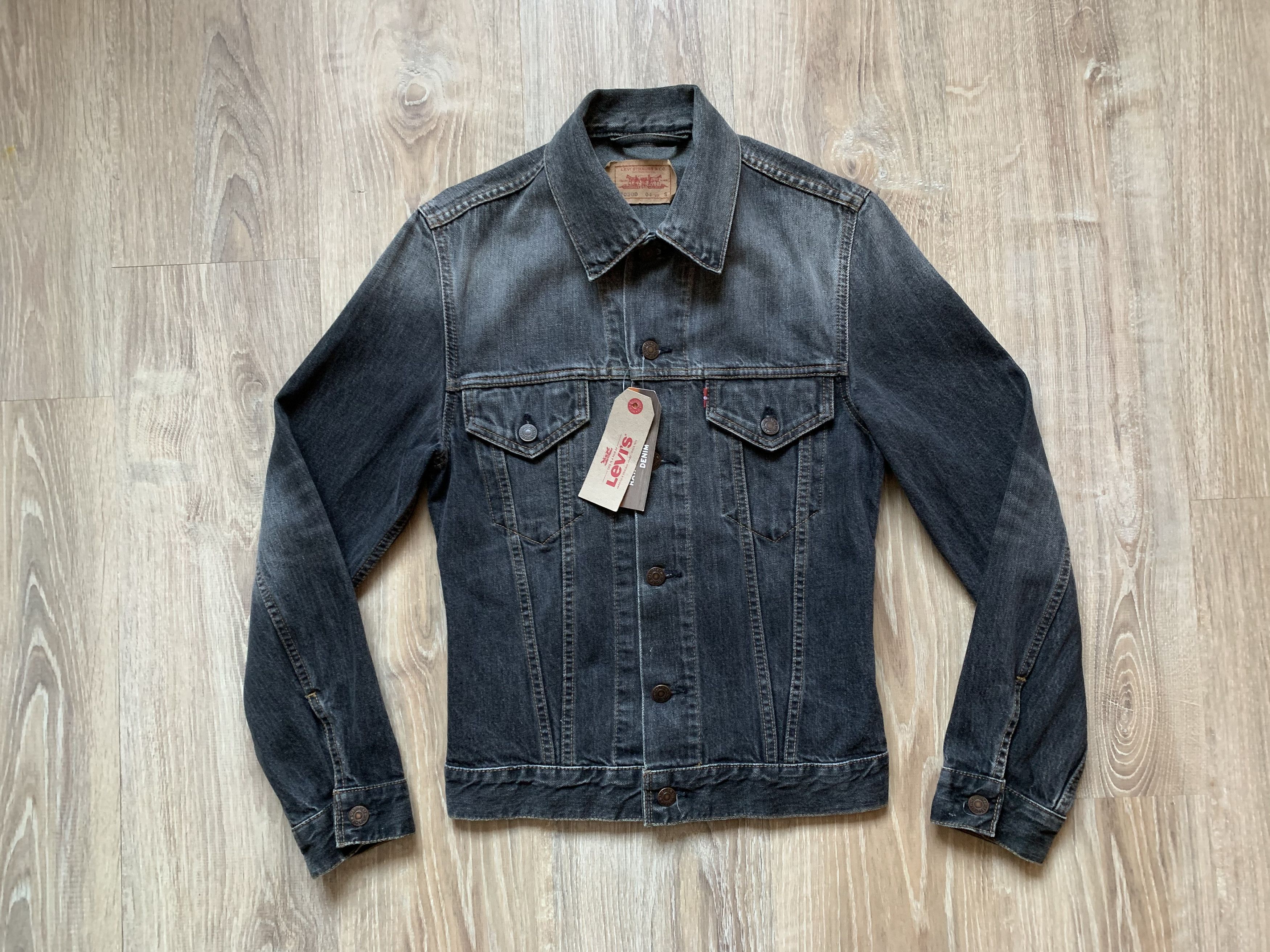 image of Avant Garde x Levis Raw Unwashed Denim Jacket in Grey, Women's (Size Small)