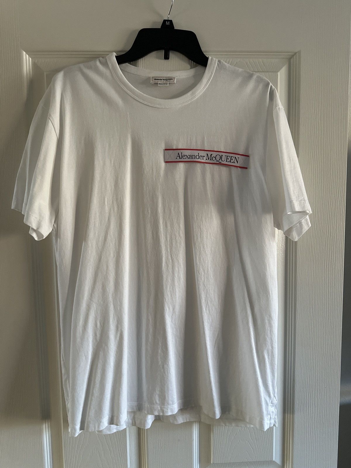 image of Alexander Mcqueen Logo T-Shirt in White, Men's (Size Medium)