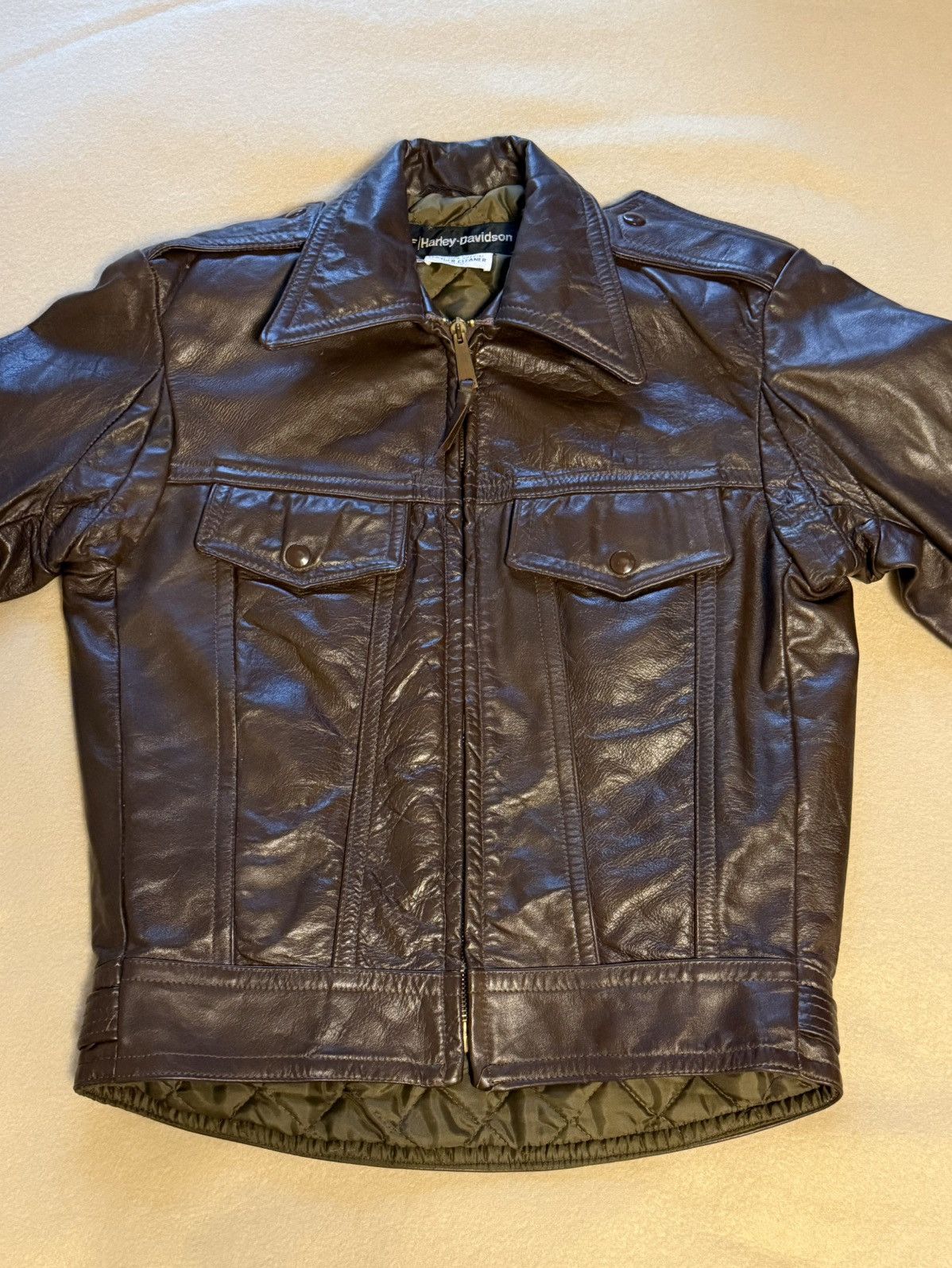 Harley Davidson Harley Davidson AMC Cavalier Leather Trucker/Moto Jacket 36 Size US XXS / EU 40 - 10 Thumbnail