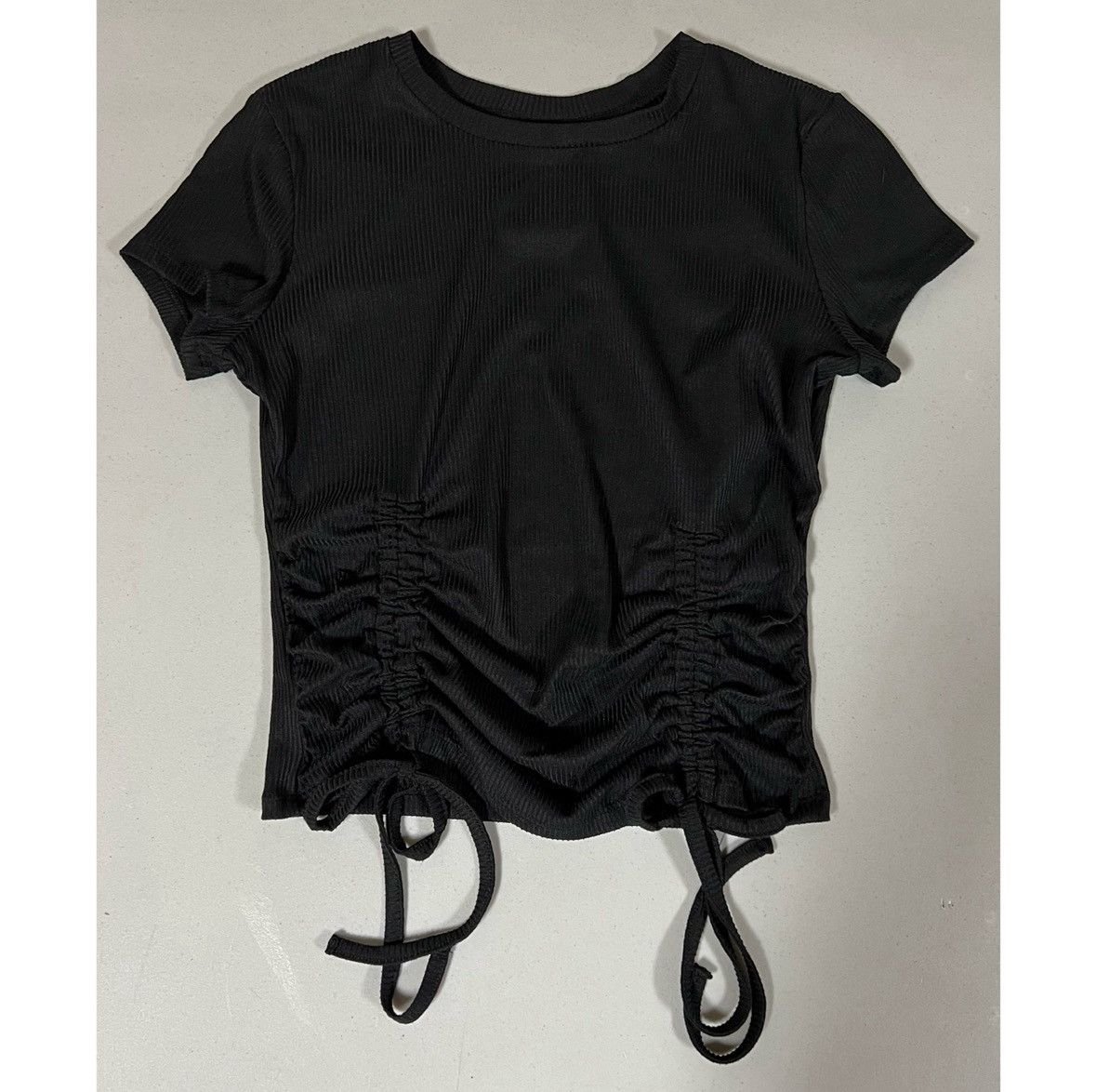 PRINCESS POLLY Just Polly Black Ruched Short Sleeve Tee T-Shirt Top Size M🖤 Size M / US 6-8 / IT 42-44 - 2 Thumbnail