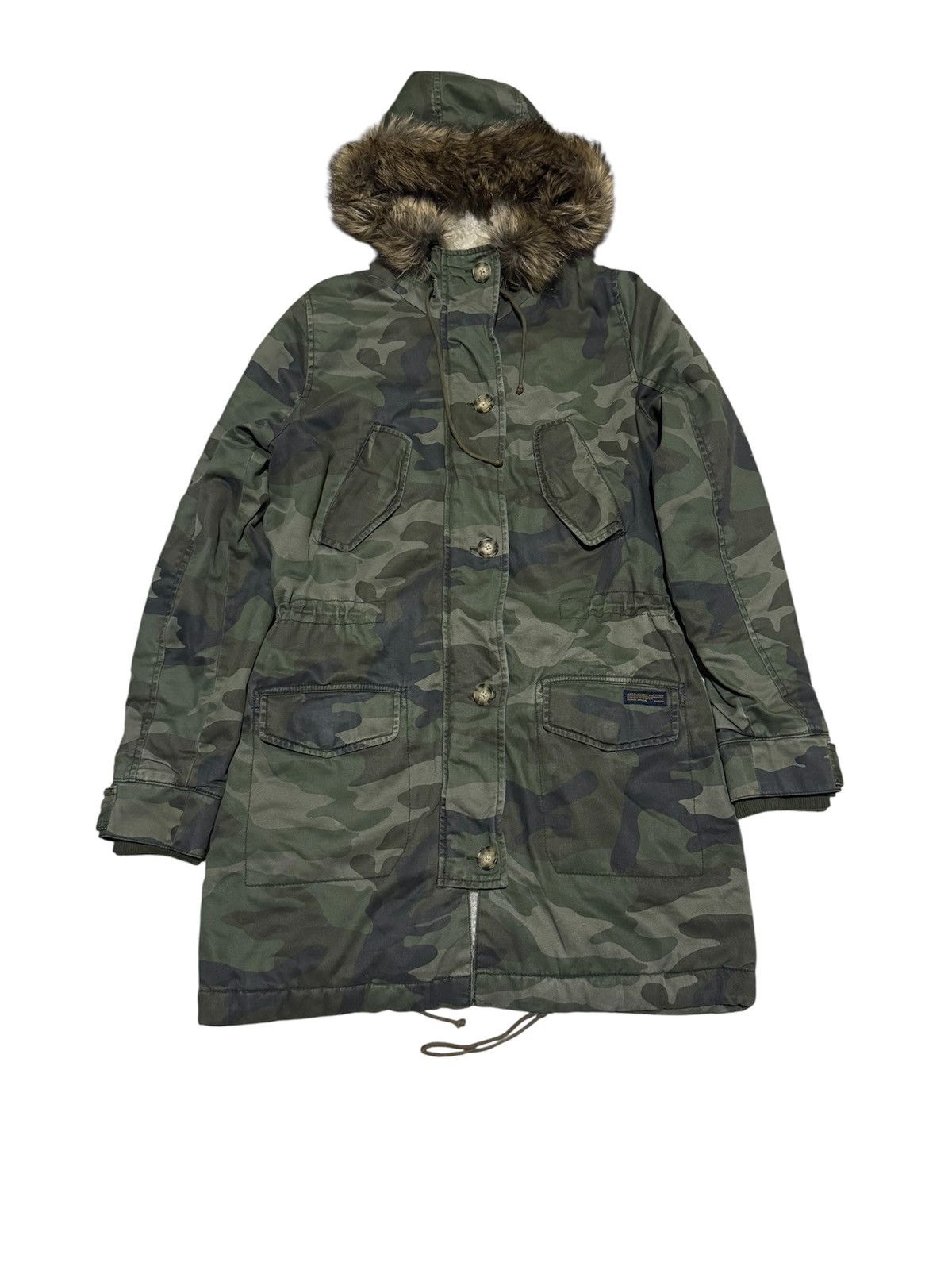 14th Addiction Vtg Faux Fur Parka Hoodie Sherpa Lined Twill Abercrombie Size US S / EU 44-46 / 1 - 1 Thumbnail