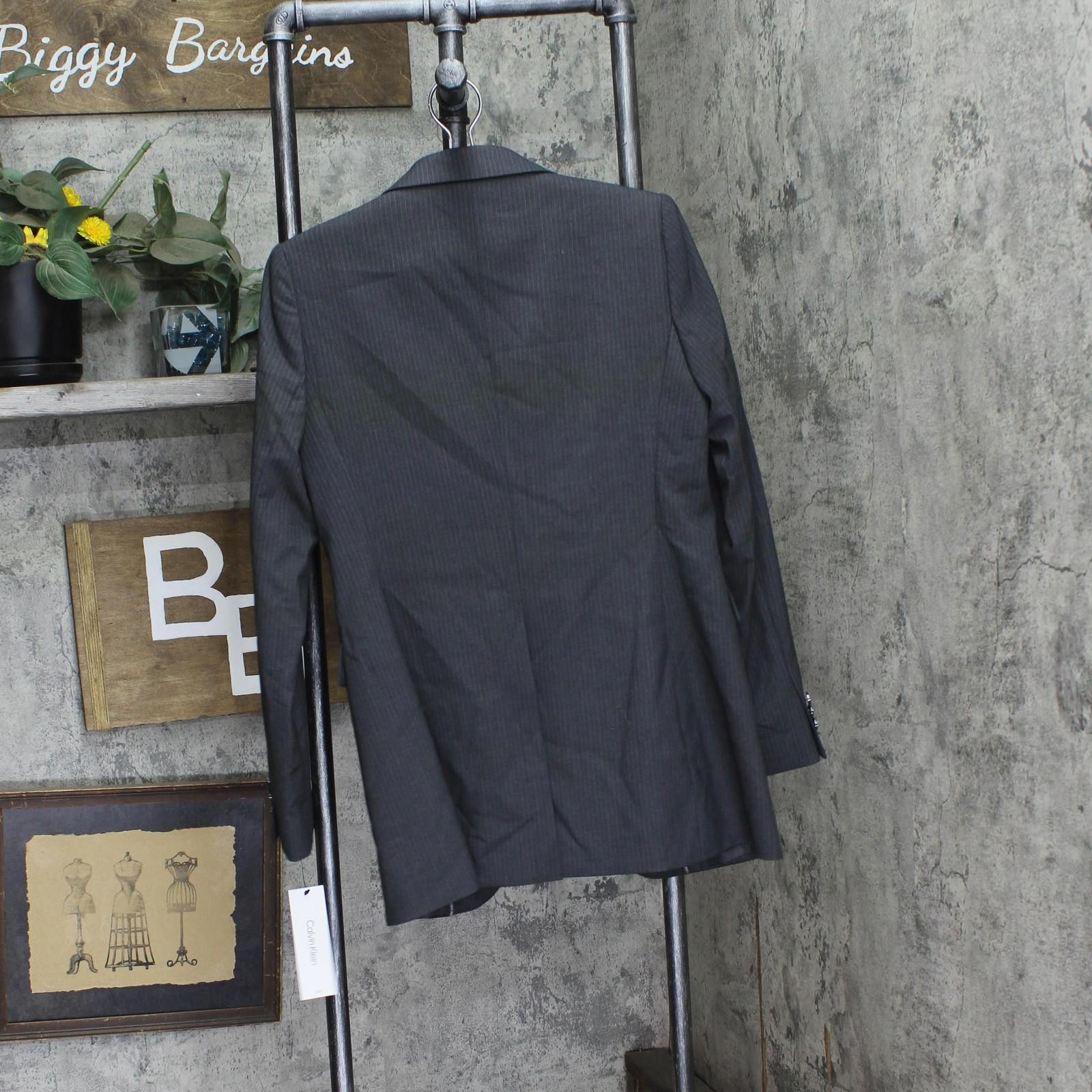Calvin Klein Nwt Calvin Klein Blazer Suit Jacket Charcoal Gray / Cream 6 Size ONE SIZE - 2 Thumbnail