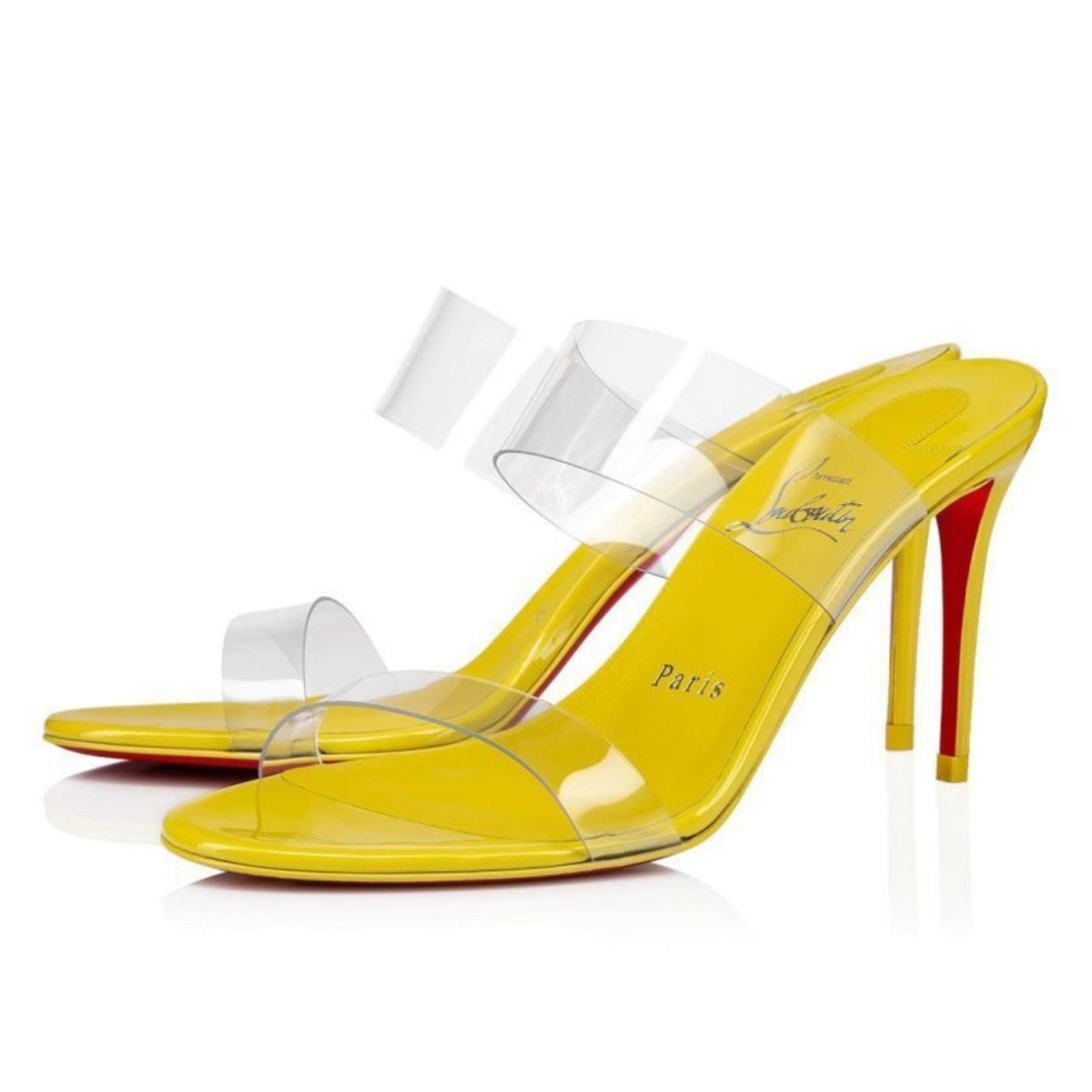 Christian Louboutin Just Nothing 85 Citrus Yellow PVC