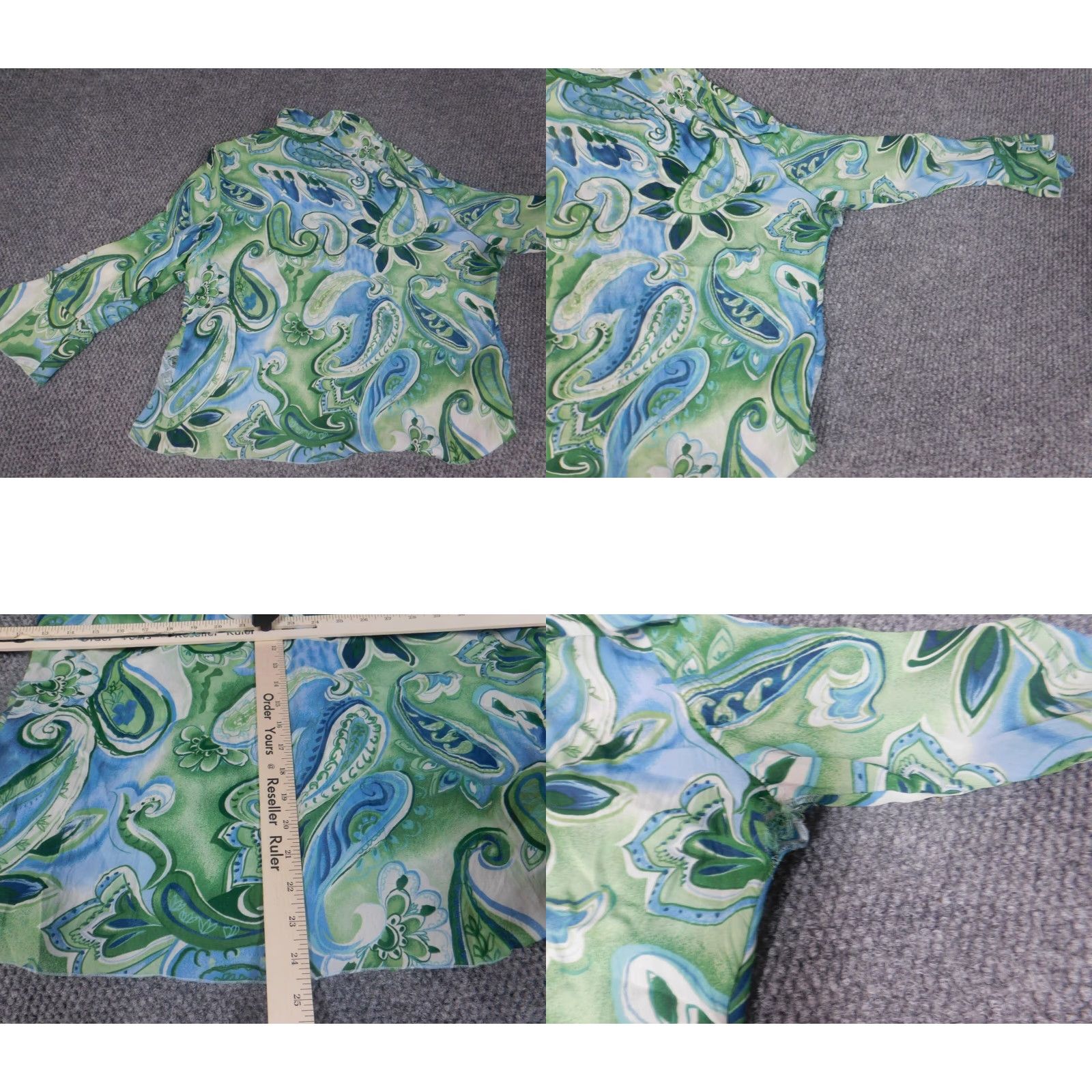Vintage Allison Taylor Womens Top L Green Floral Pullover Size L / US 10 / IT 46 - 8 Thumbnail