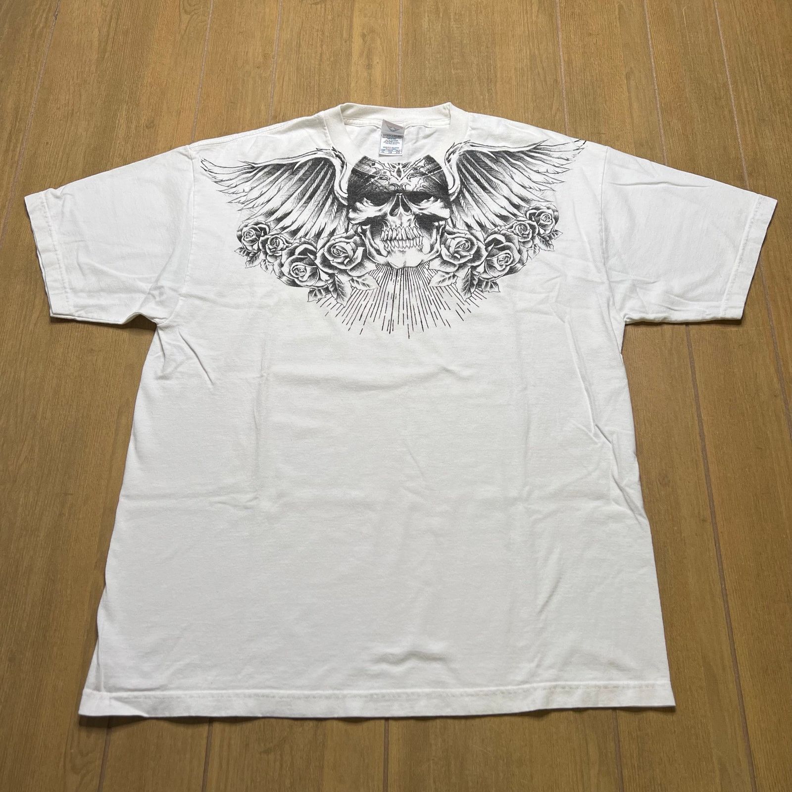 Vintage Skull Wings Graphic T Shirt XL White Biker Gothic Y2K Size US XL / EU 56 / 4 - 1 Thumbnail