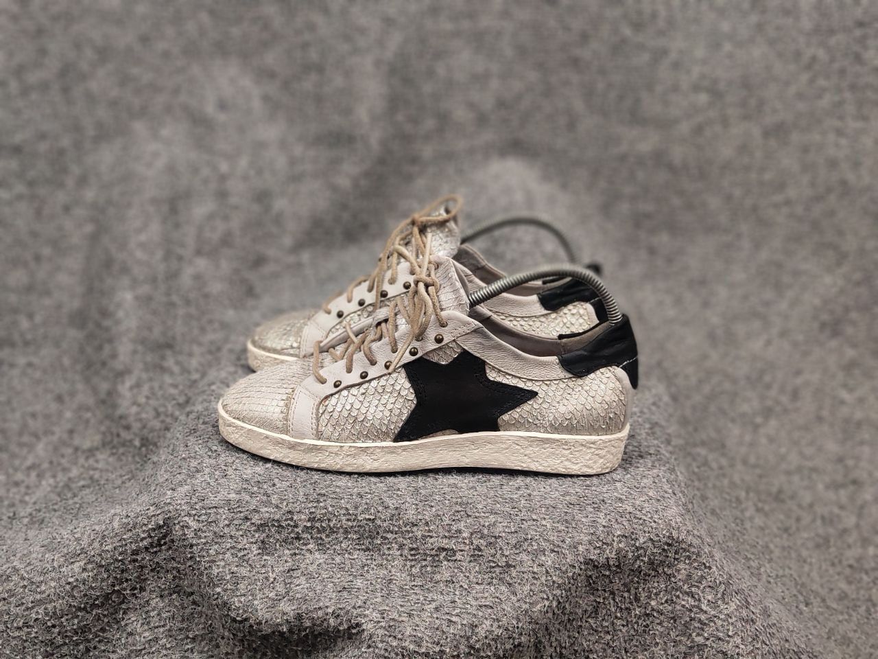 A.S.98 A.S.98 Airstep Design Silver Leather Low Top Lace Sneakers Size US 9 / IT 39 - 10 Thumbnail