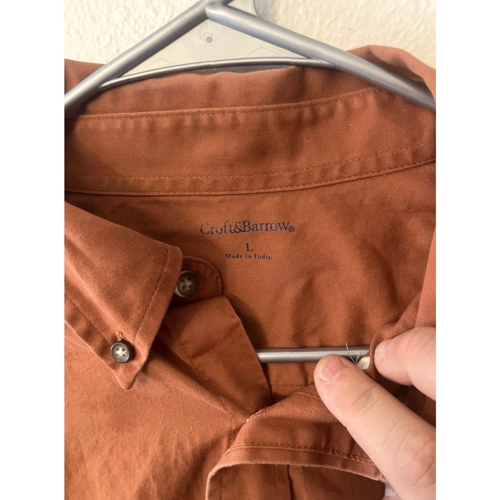 Croft & Barrow Croft & Barrow Button-Up Shirt Men's L Orange Solid Shirt Regular Orange Mens Large Button-Down Collared Classic Casual 90s Modern Size US L / EU 52-54 / 3 - 2 Thumbnail