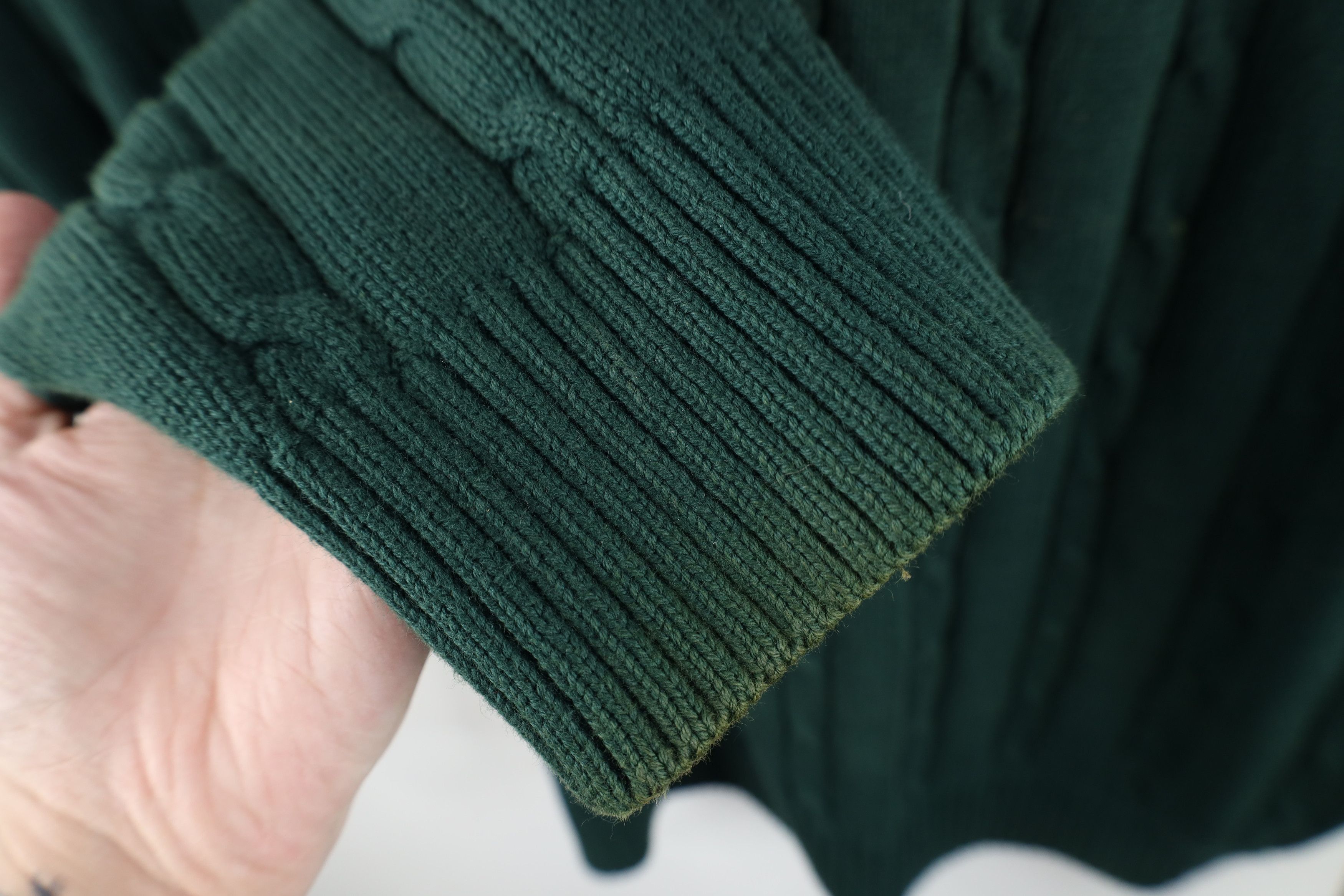 Tommy Hilfiger Vintage 90s Tommy Hilfiger Chunky Cable Knit Sweater Green Size US XL / EU 56 / 4 - 8 Thumbnail