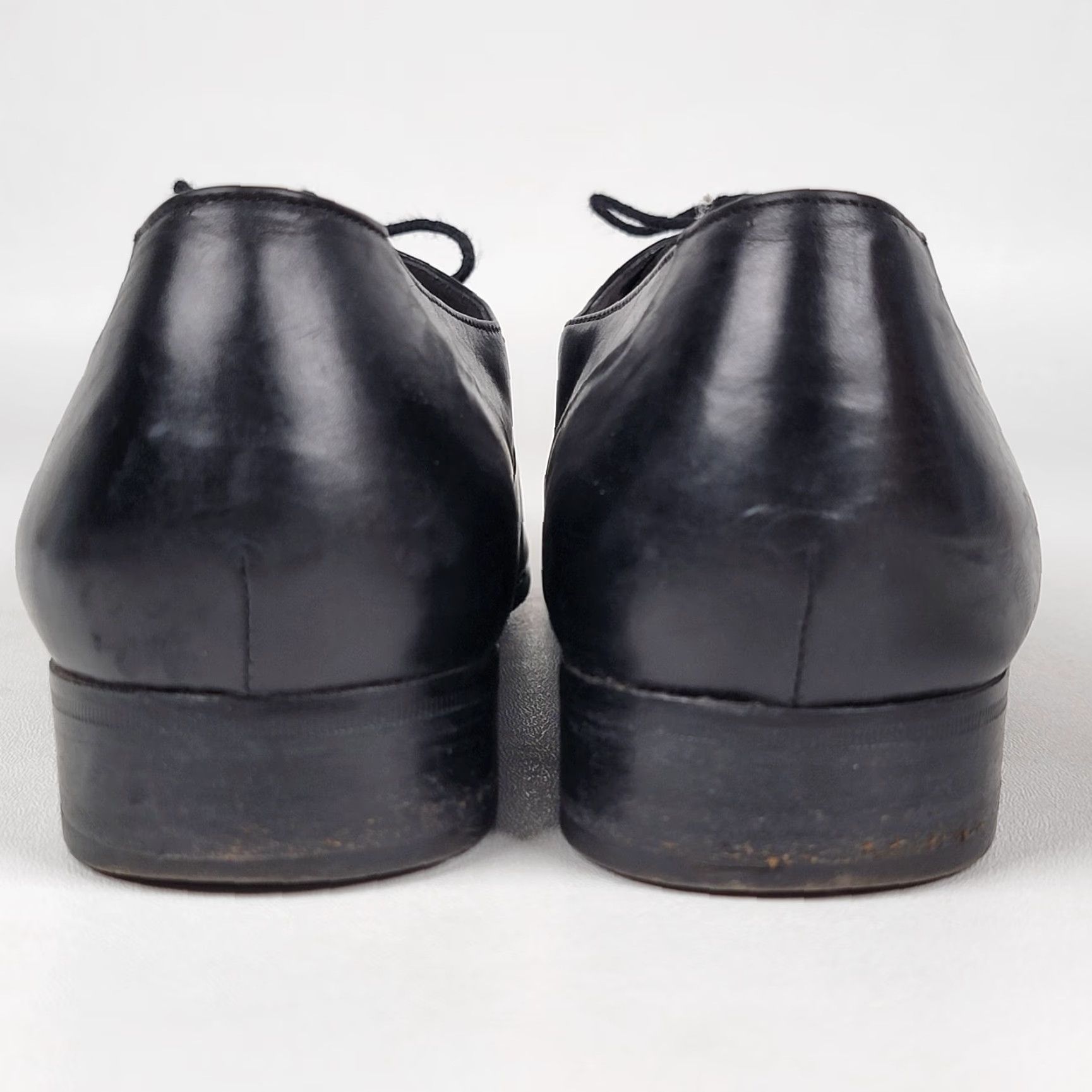 Vintage VINTAGE French Shriner Mens Dress Oxford Shoes Black Leather Cap Toe M Sterling 10.5 Leather Lining Lace Up Almond Toe Shoes Mens Size ONE SIZE - 6 Thumbnail