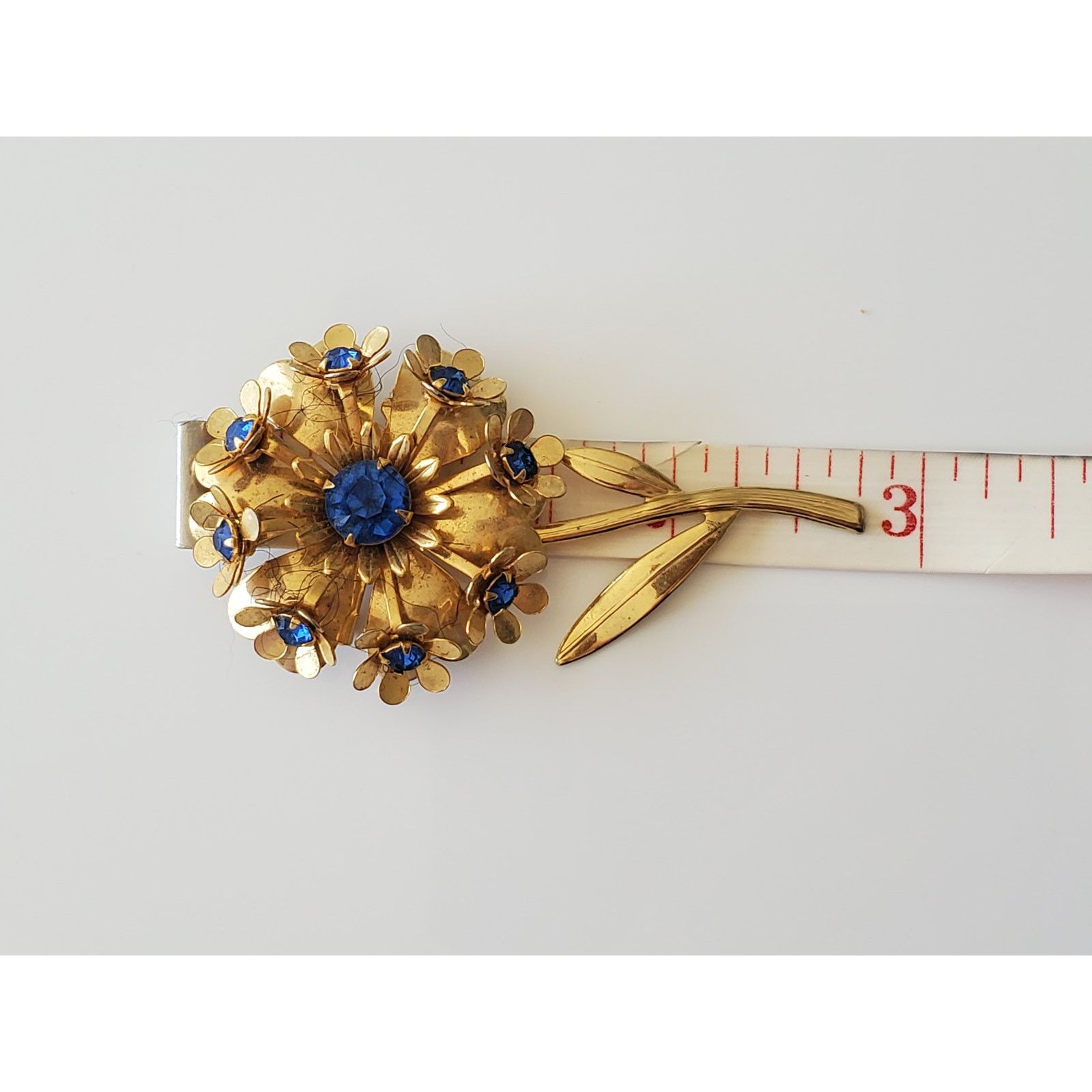 Other Vintage Gold-tone Blue Rhinestone Brooch Size ONE SIZE - 3 Thumbnail
