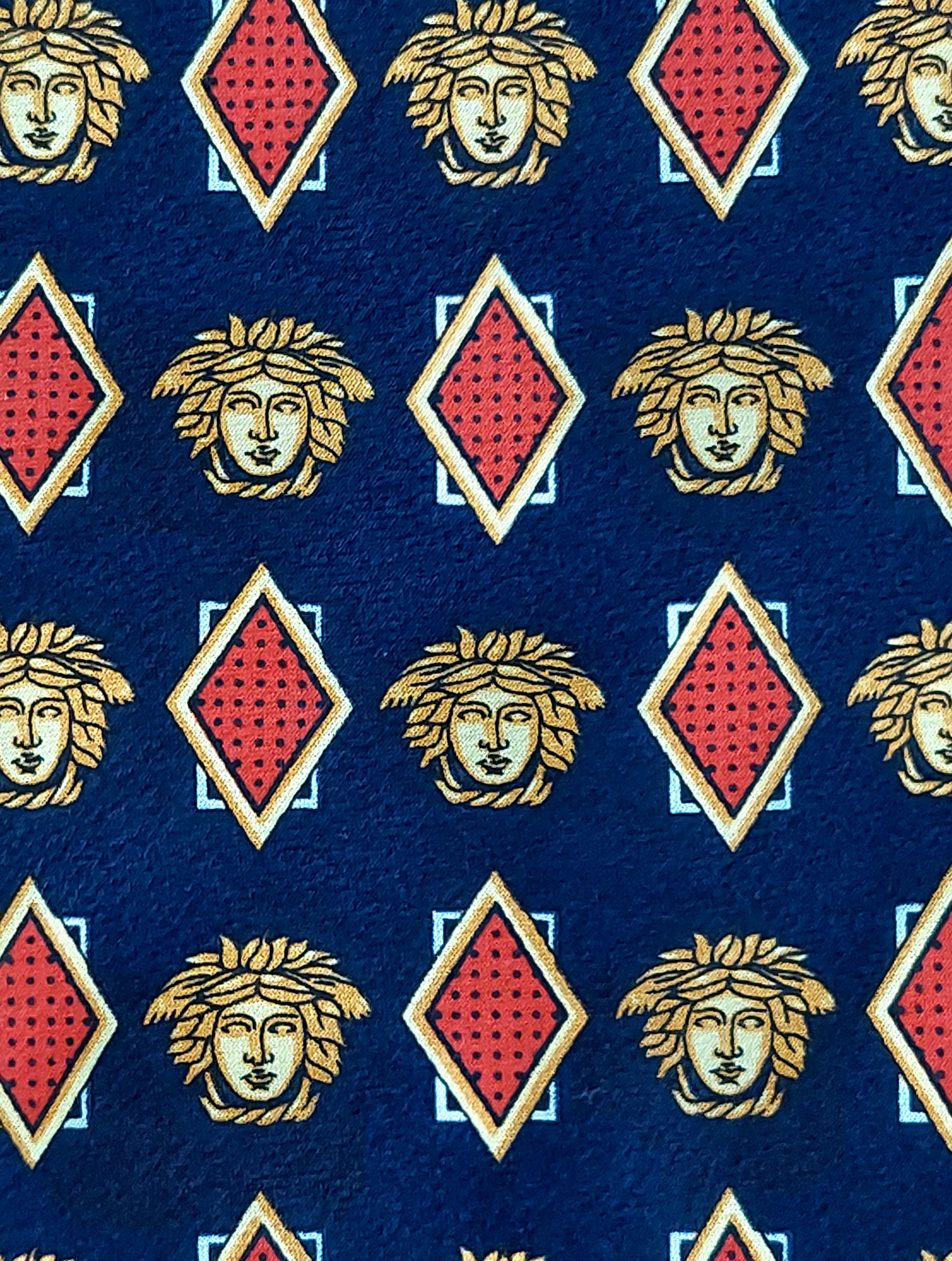 Versace Vintage Gianni Versace Medusa Silk Tie Navy Geometric 90s Size ONE SIZE - 5 Thumbnail