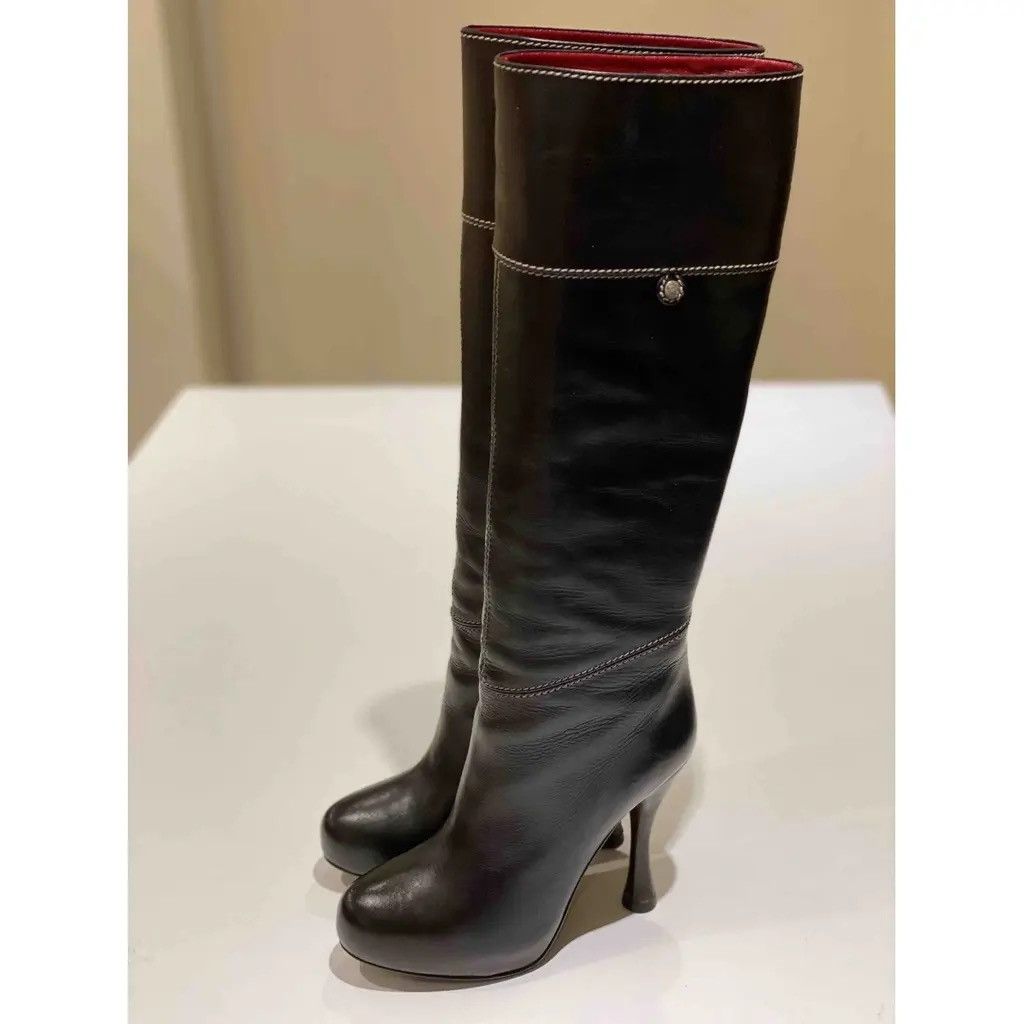 Bally Bally Black Leather High Heel Knee Boots Size: EU 37 Size US 6 / IT 36 - 11 Thumbnail