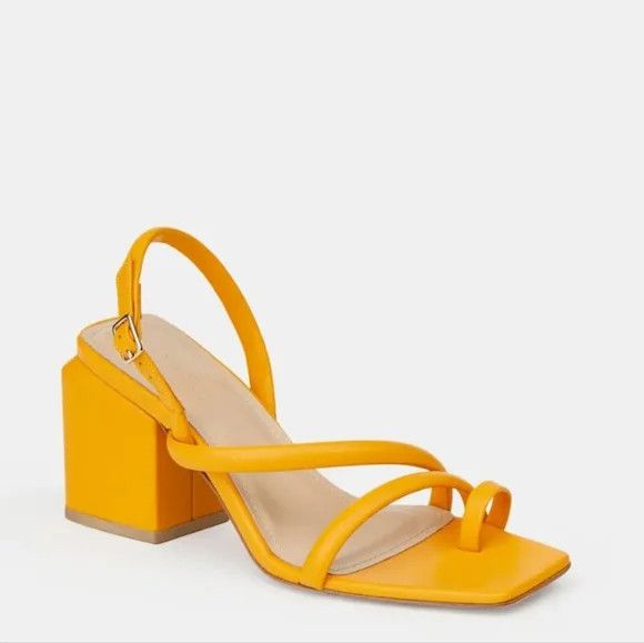 Lafayette 148 LAFAYETTE 148 Yellow Calfskin Leather Heeled City Sandals 38 Size US 8 / IT 38 - 2 Thumbnail