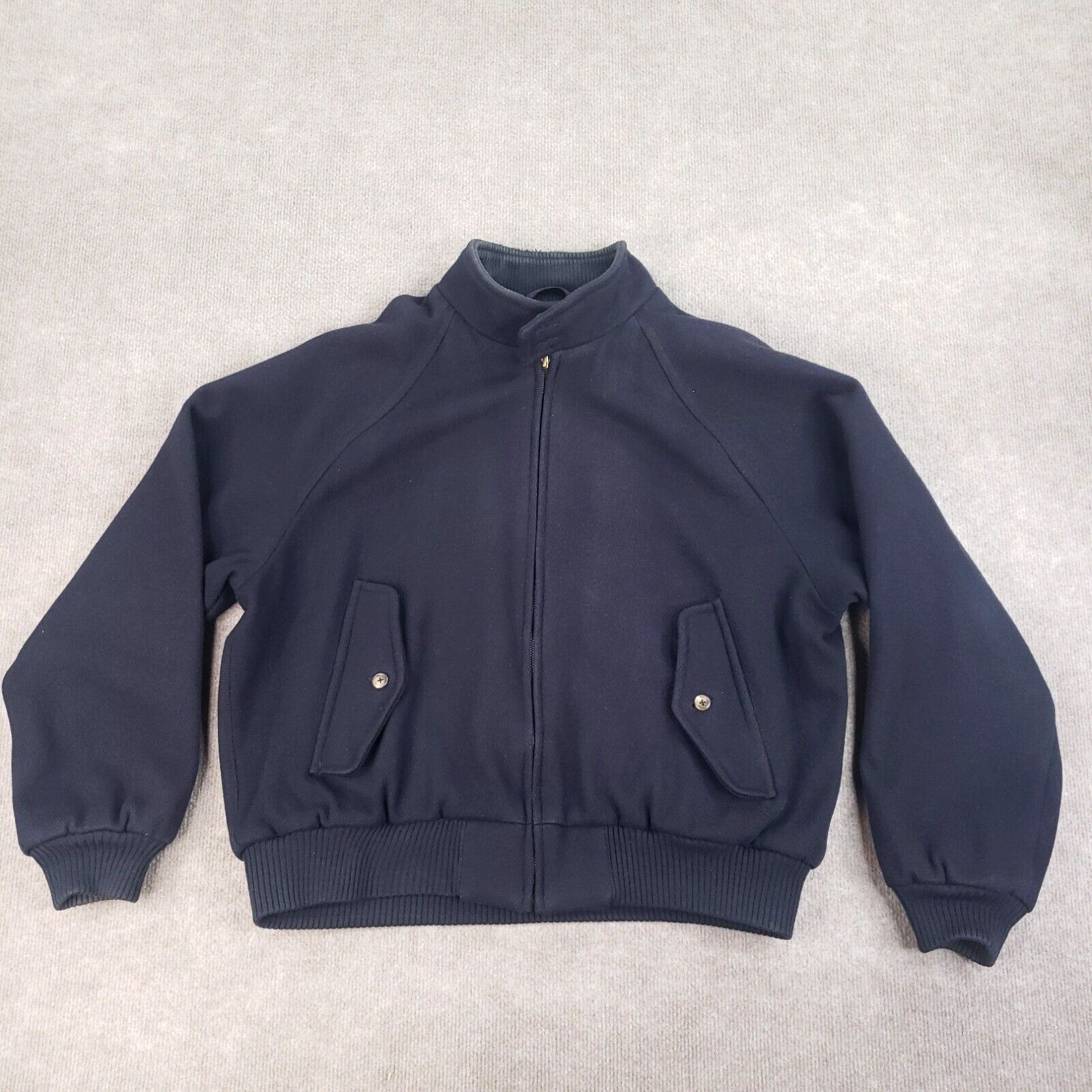 image of Vintage Polo Ralph Laurent Bomber Jacket Mens Large Blue Wool Tartan Plaid Lined in White