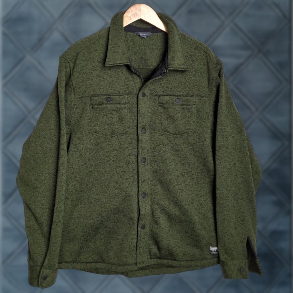 Eddie Bauer Eddie Bauer Men's Green XL Snap Button Polyester Overshirt Sleeved Long Button-Up Shirt, Regular, Overshirt, XL, Green, Polyester, Eddie Bauer Size US XL / EU 56 / 4 - 1 Thumbnail