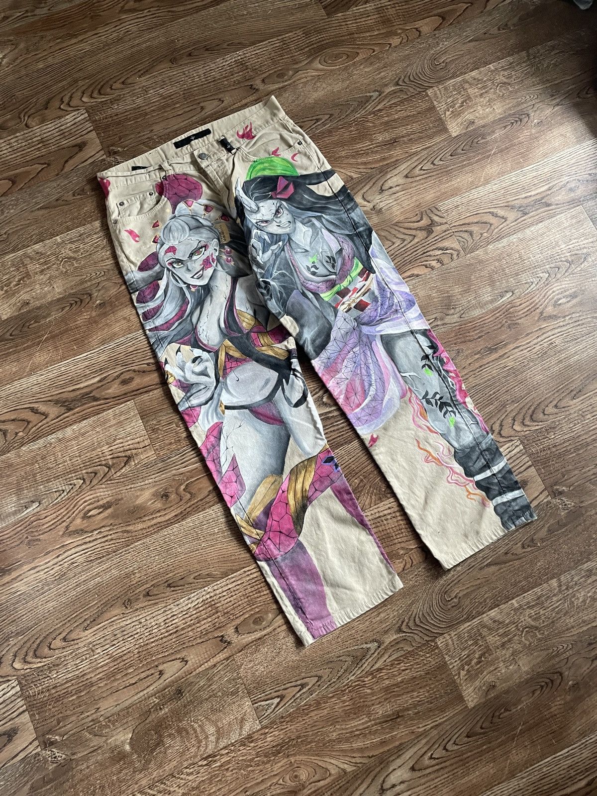 Stone Island Vintage Stone Island x DEMON SLAYER 1:1 Custom Jeans Size US 32 / EU 48 - 2 Thumbnail