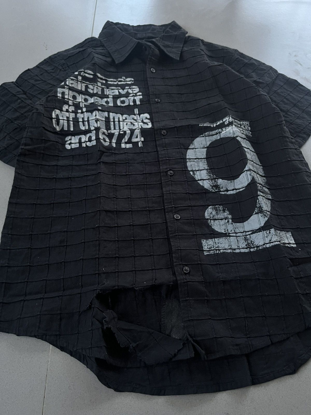 If Six Was Nine × Le Grande Bleu (L.G.B.) × Yasuyuki Ishii Vintage Japanese Punk Distressed Square Patern Shirts Size US M / EU 48-50 / 2 - 5 Thumbnail