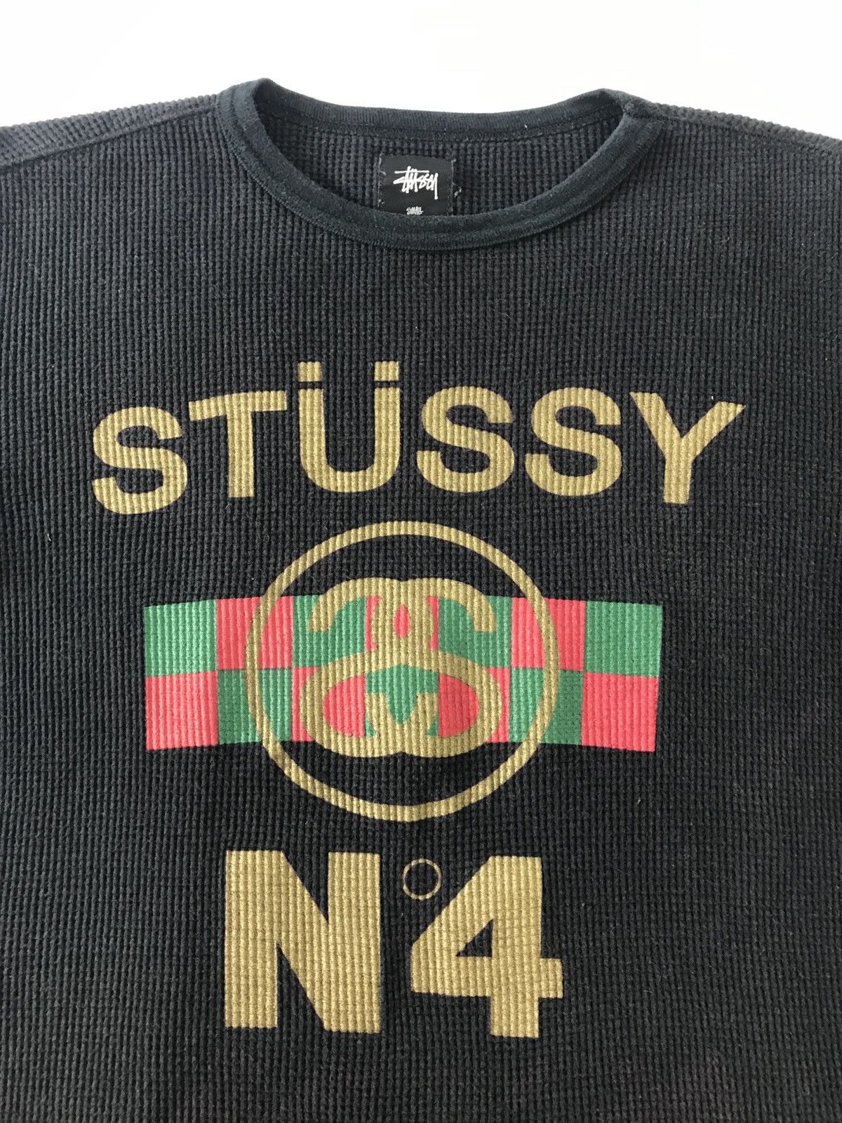 Stussy 90s Stussy No 4 Waffle Longsleeve Printed Tee Size S / US 4 / IT 40 - 4 Thumbnail