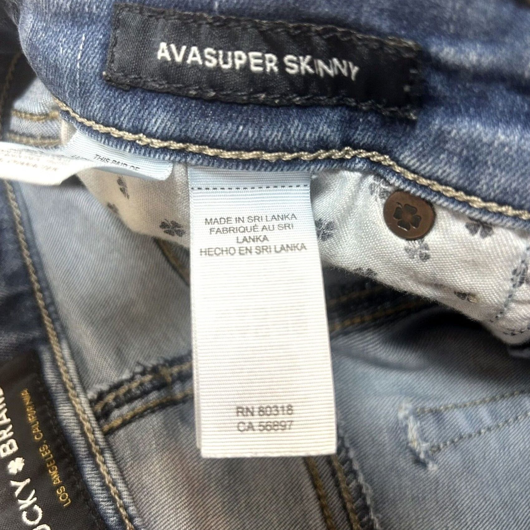 Lucky Brand Lucky Brand Ava Super Skinny Jeans Womens 00 24 Mid Rise Denim Stretch Jeans Blue Button Zipper Logo Size 25" / US 0 / IT 36 - 5 Thumbnail