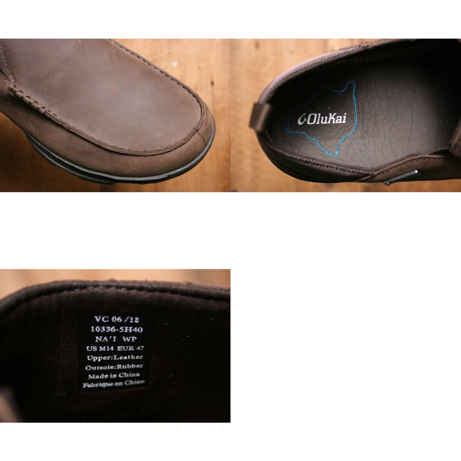 Olukai OLUKAI Na'i Waterproof Leather Slip On Loafers Brown US 14 EUR 47 Men's Size US 14 / EU 47 - 8 Thumbnail