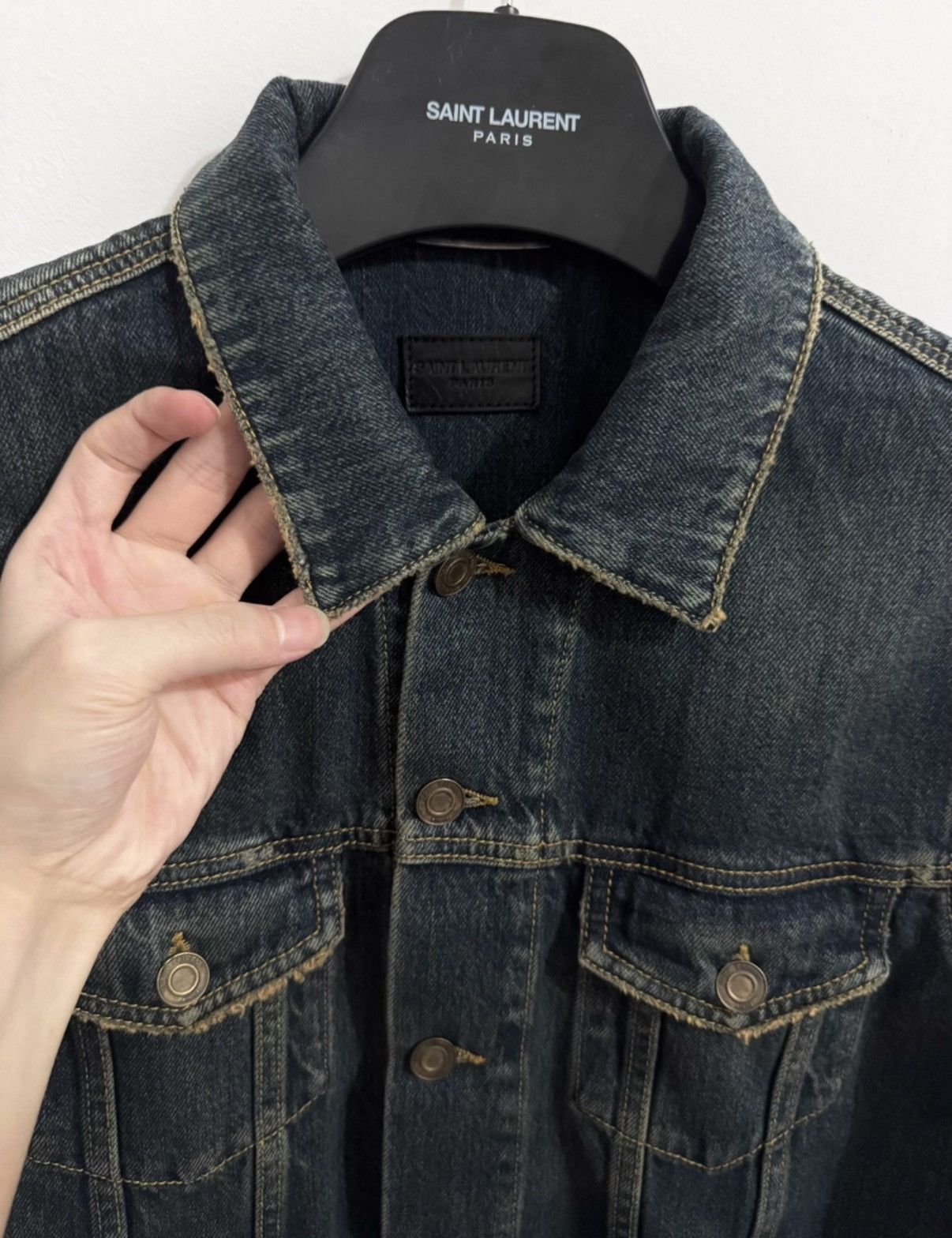 Saint Laurent Paris Saint Laurent (SLP)15SS Vintage Dark Blue Basic Denim Jacket Size US S / EU 44-46 / 1 - 3 Thumbnail