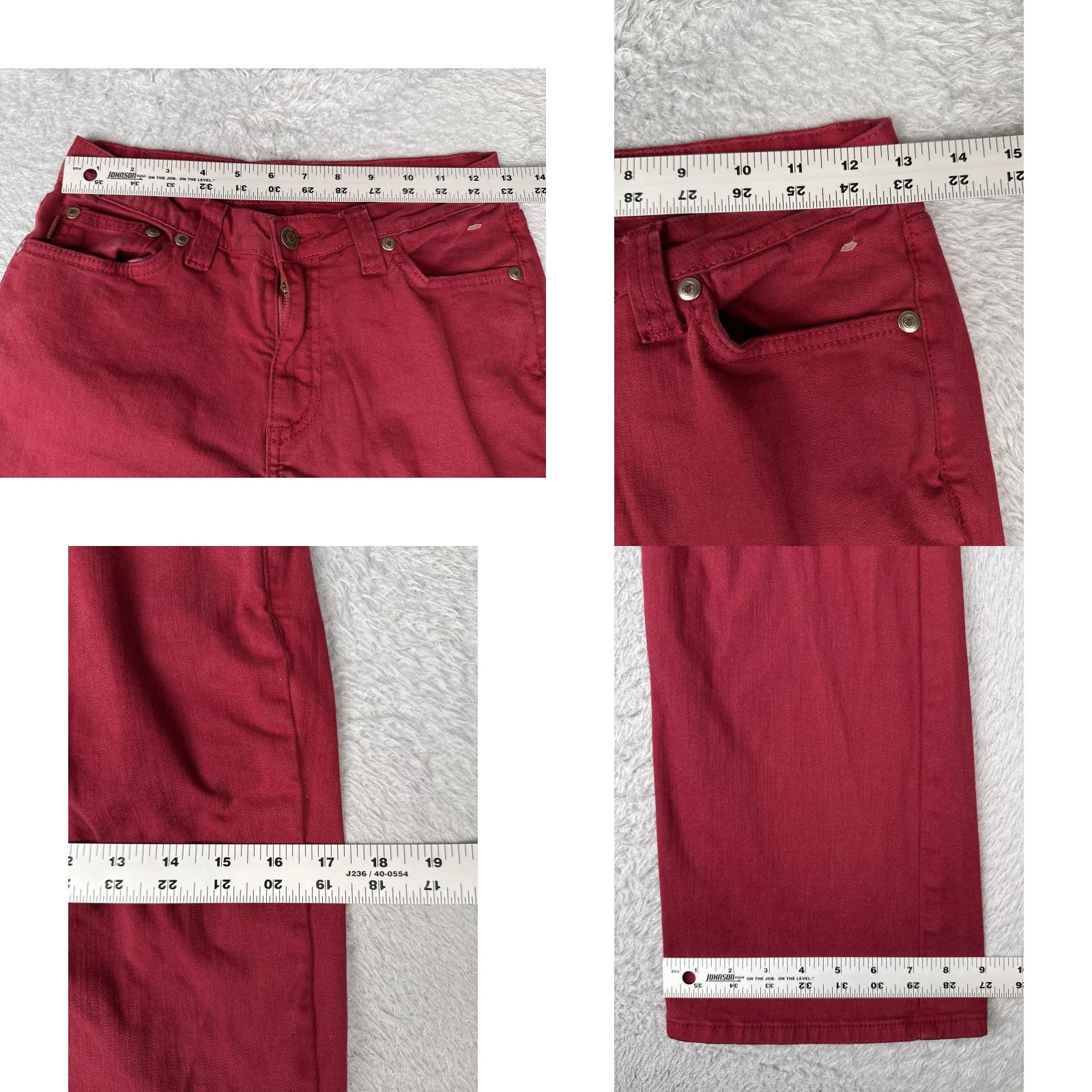 Denime Mu Jeans Womens Jeans Bootcut Red 4 Mid Rise Stretch Denim 31 Inseam 5-Pocket Size 27" / US 4 / IT 40 - 9 Thumbnail