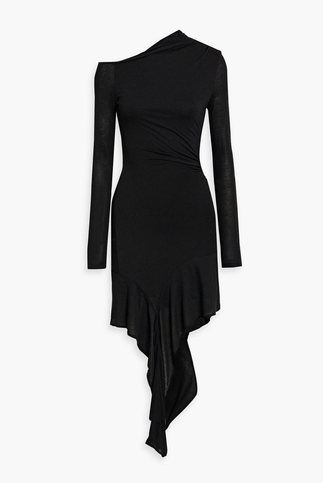 Helmut Lang Helmut Lang Draped Long-Sleeve Asymmetric Hem Mini Dress Size XS / US 0-2 / IT 36-38 - 1 Thumbnail