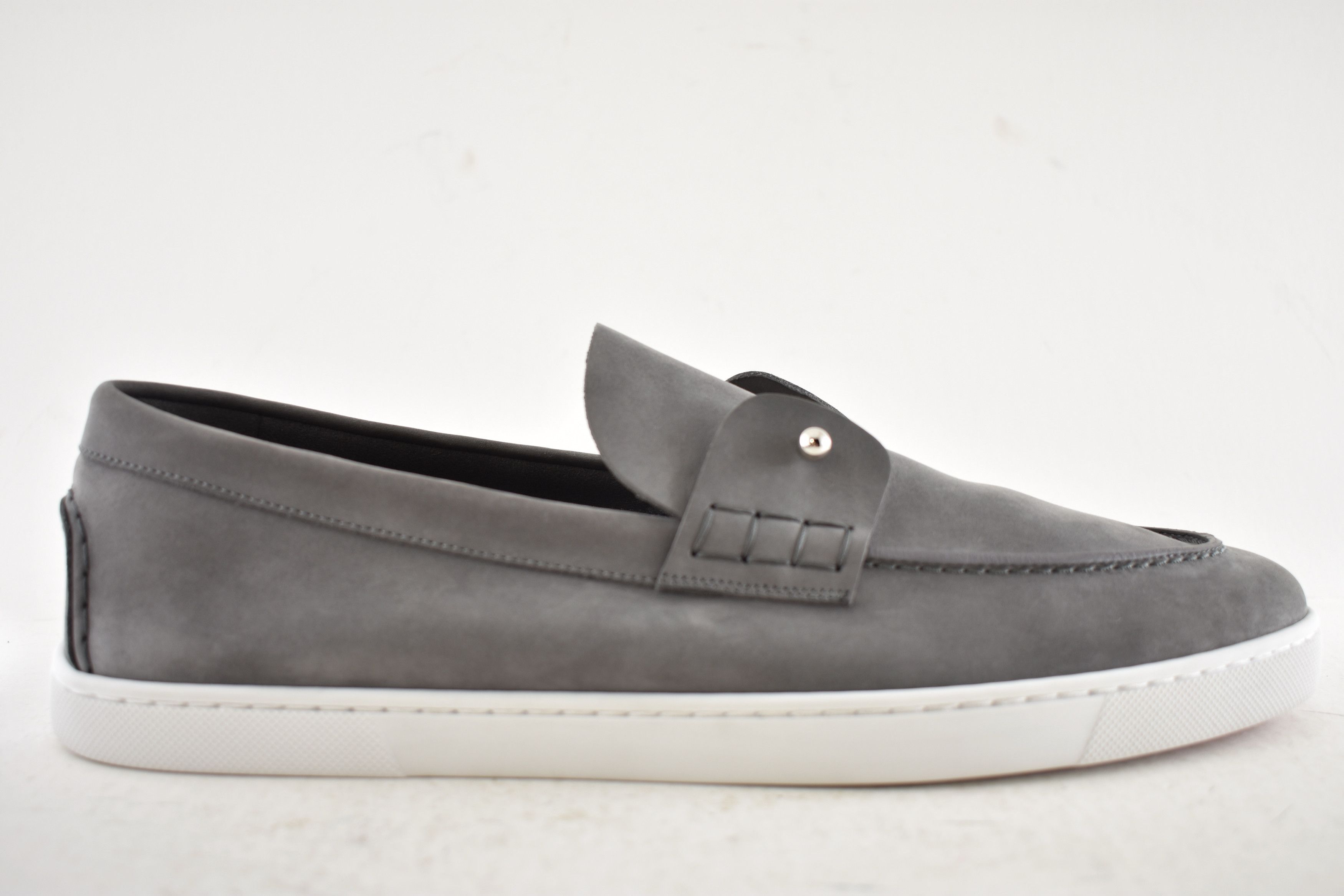 Christian Louboutin Mens Chambeliboat Flat Smoky Grey Loafer Sneaker Boat 45 12 Size US 12 / EU 45 - 2 Thumbnail