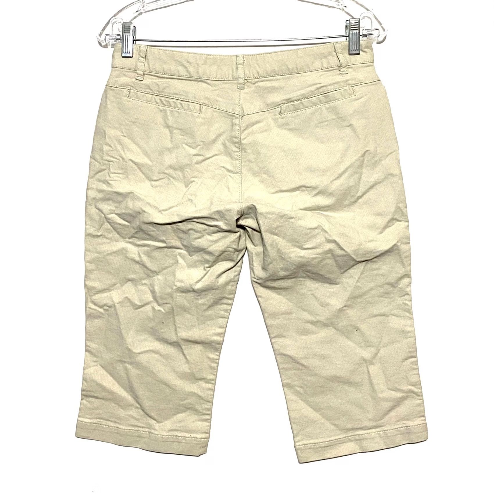 Gap Vintage Gap Capris Womens 4 Beige Khaki Flat Front Pockets Cotton Spandex Size US 4 / IT 34 - 2 Thumbnail